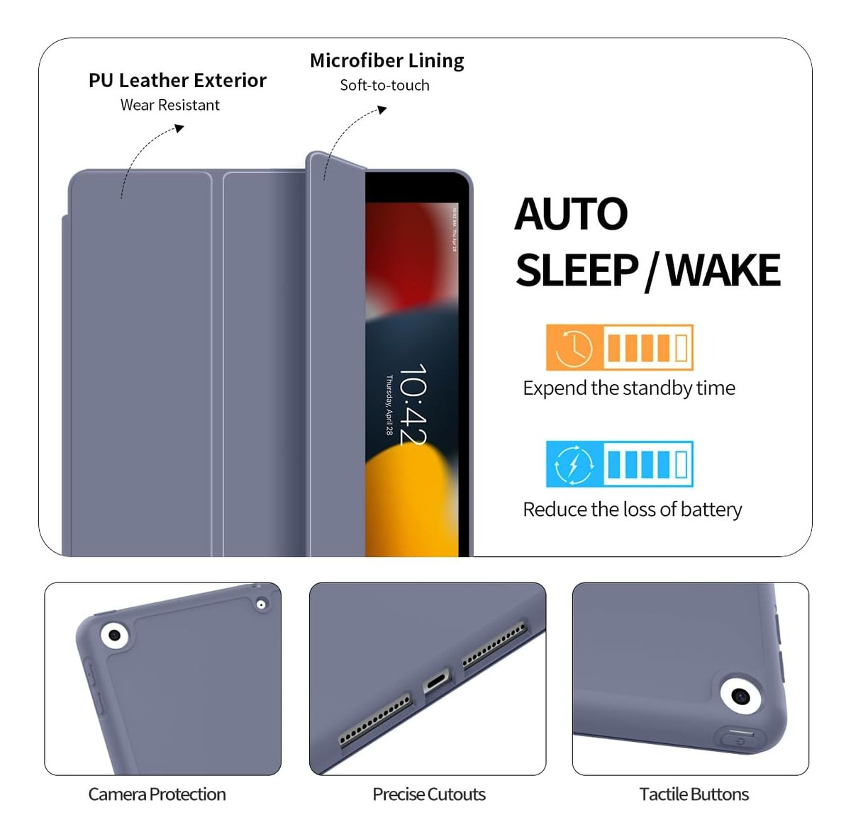 FUNDA SMART CASE PARA IPAD 9NA 10.2 7GEN 8GEN 9GEN GRISÁCEO - 4
