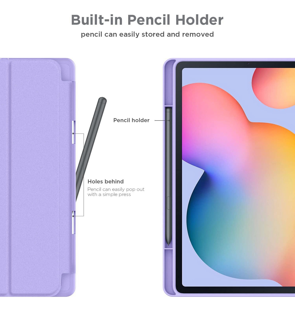 CASE PARA GALAXY TAB S6 LITE P610 P615 C/ PORTALÁPIZ LILA - 3