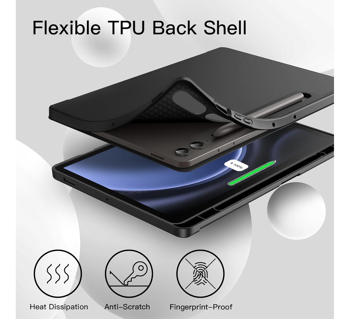FUNDA CASE PARA GALAXY TAB S9 FE PLUS 12.4 X610 X616 NEGRO - 5