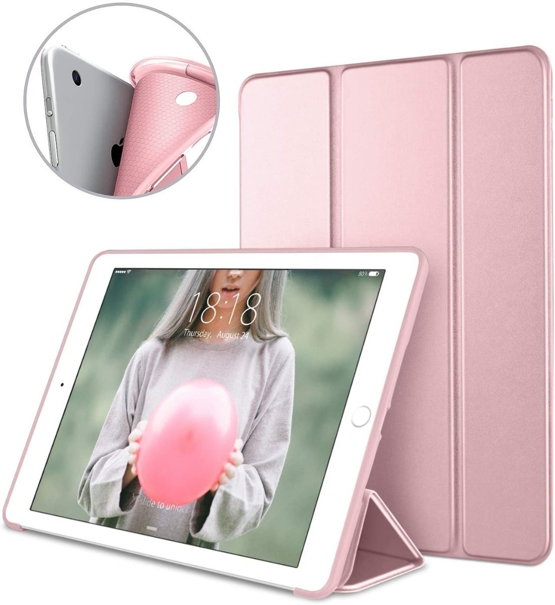 SMART CASE PARA IPAD AIR 1 A1474 A1475 ROSE GOLD SILICONADO - 1