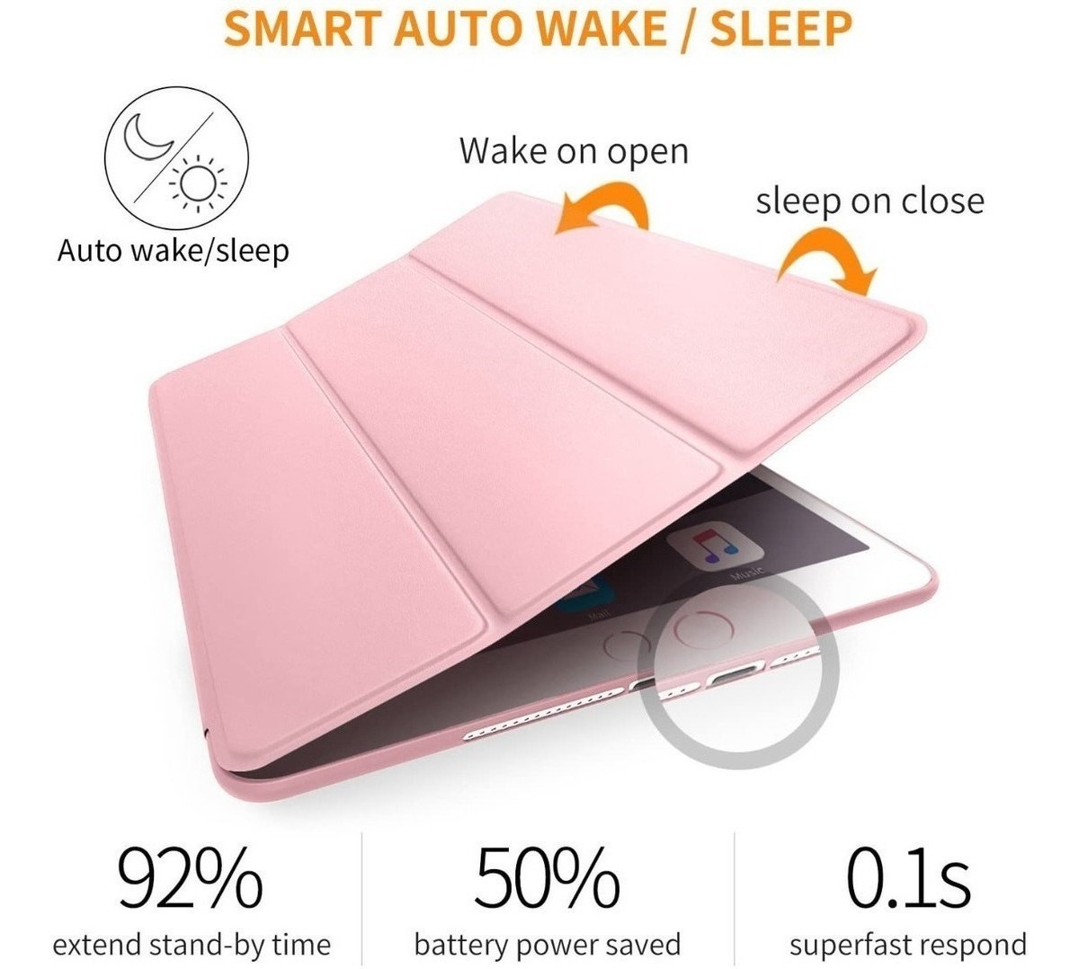 SMART CASE PARA IPAD AIR 1 A1474 A1475 ROSE GOLD SILICONADO - 5