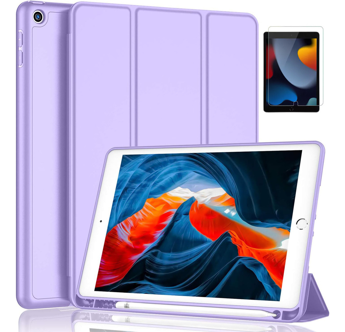 CASE + MICA PARA IPAD 10.2 7MA 8VA 9VA GEN FUNDA PROTECTOR - 1