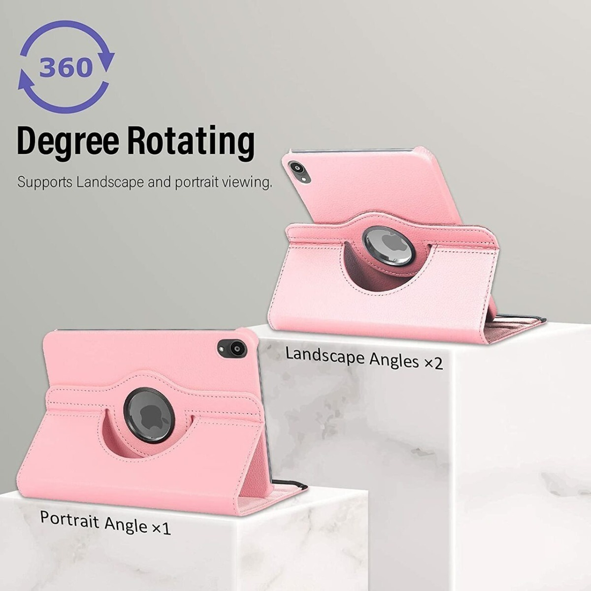FUNDA CASE GIRATORIO PARA IPAD MINI 7 GEN A2993 A2995 ROSA - 2