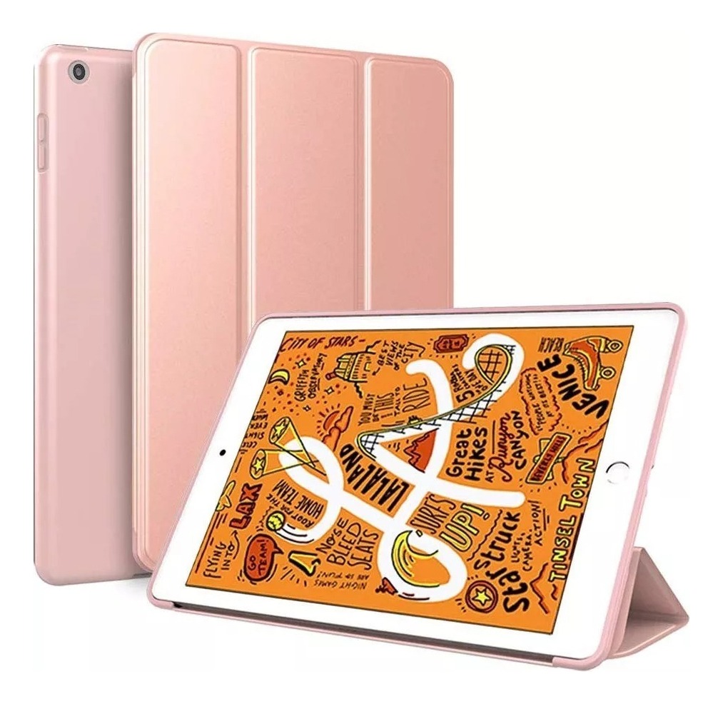 SMART CASE PARA IPAD MINI 5 2019 A2133 A2124 ROSA SILICONADO - 1