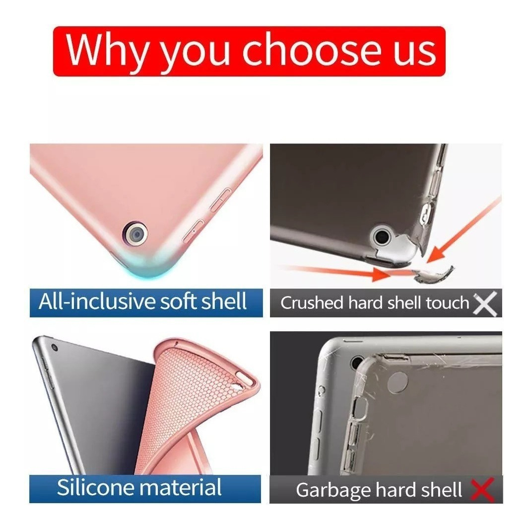 SMART CASE PARA IPAD MINI 5 2019 A2133 A2124 ROSA SILICONADO - 4