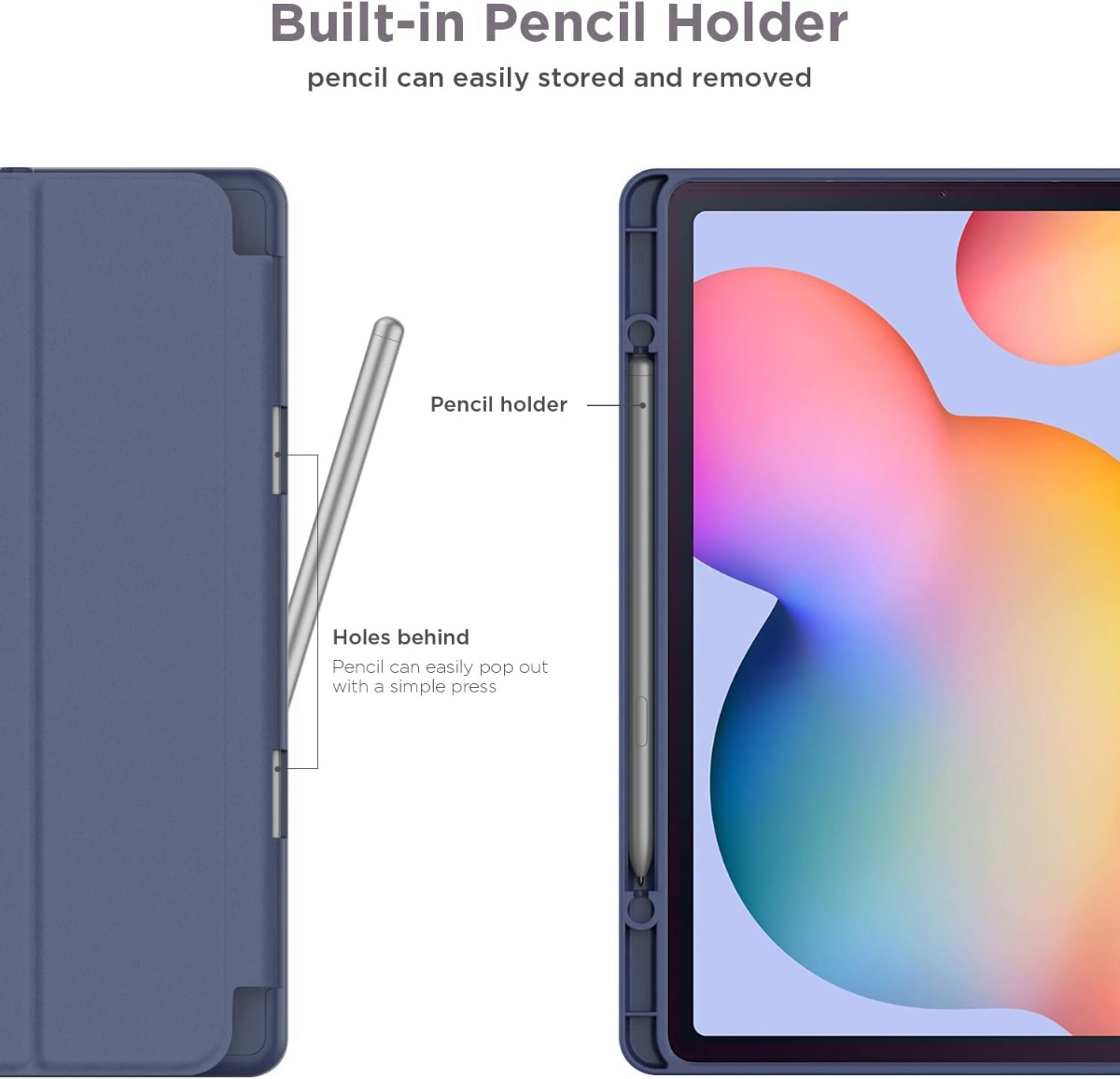 CASE PARA GALAXY TAB S6 LITE P620 P625 CON PORTALÁPIZ NAVY - 6