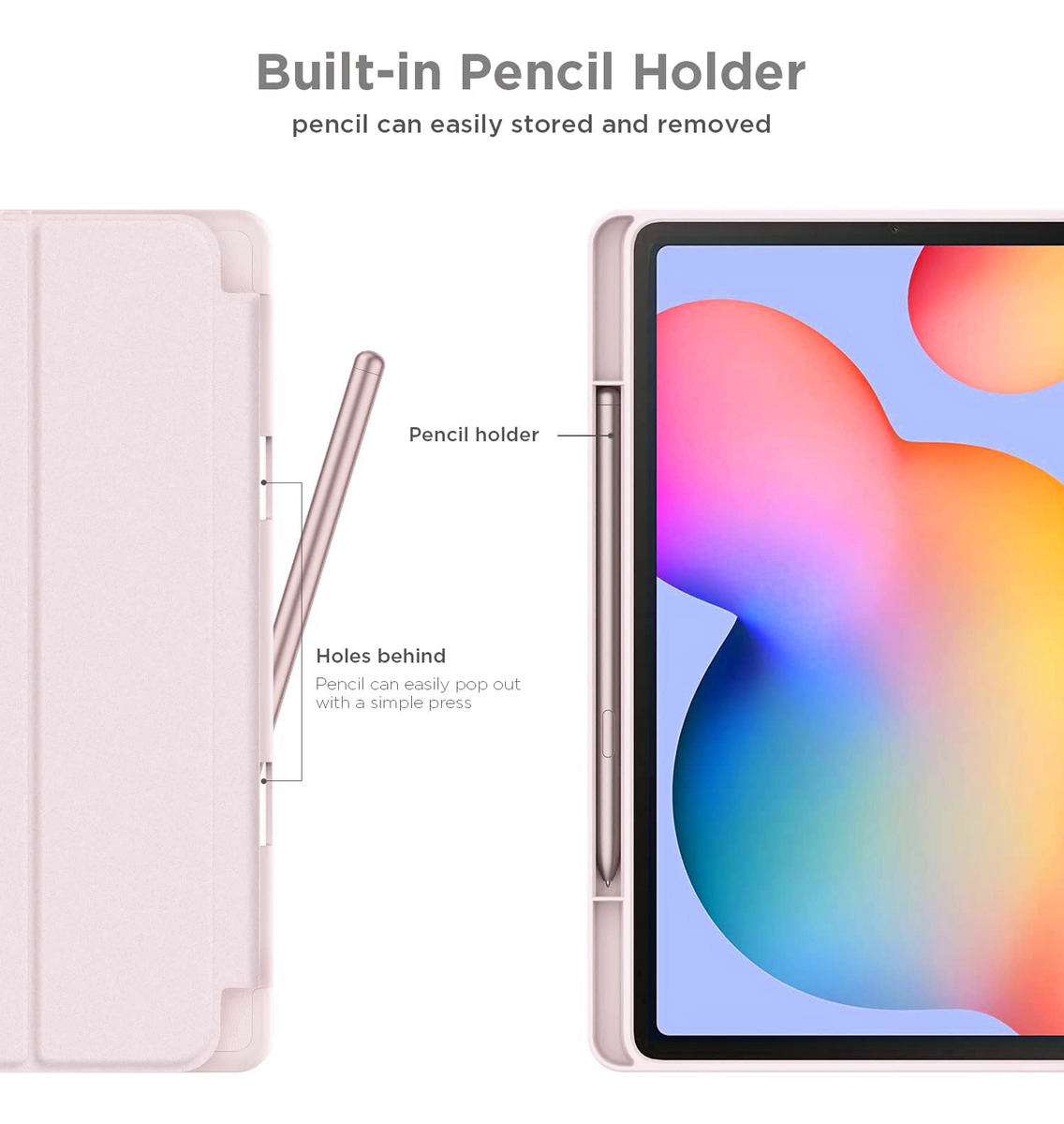 CASE PARA GALAXY TAB S6 LITE P613 P619 CON PORTALÁPIZ ROSE - 4