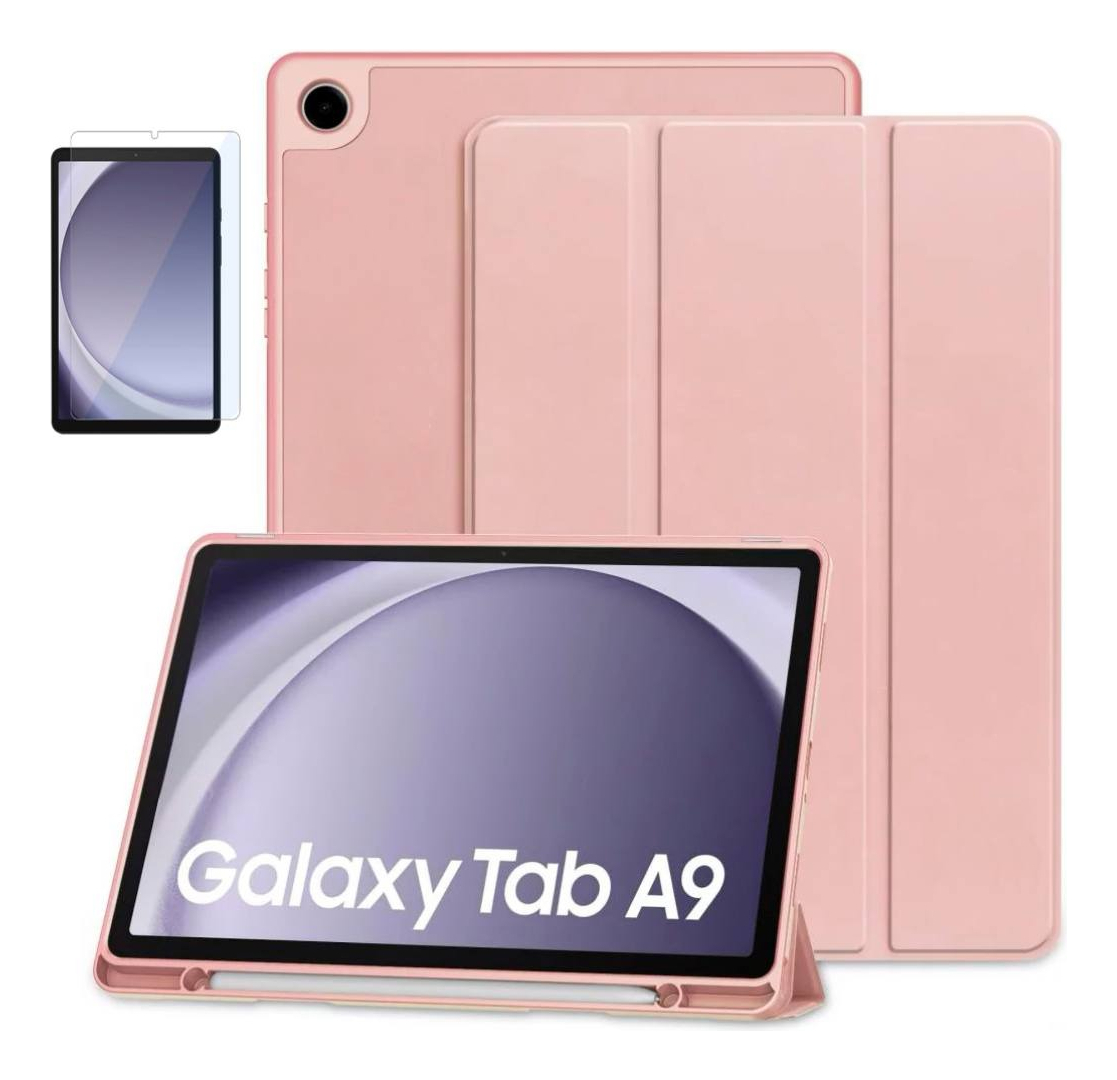 CASE + MICA PARA GALAXY TAB A9 8.7 X110 X115 ESTUCHE ROSA - 1