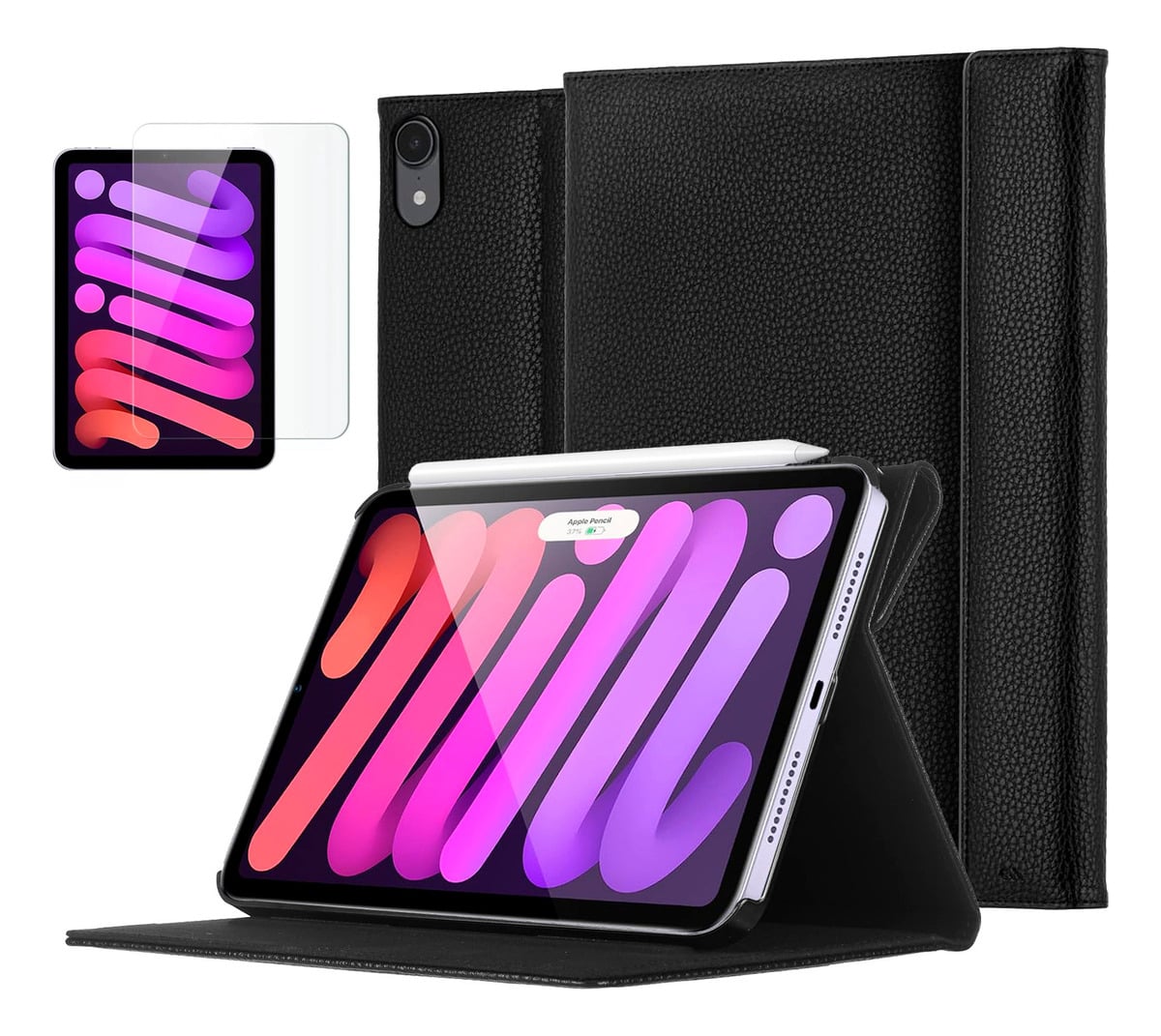 PORTFOLIO CASE CUERO PARA IPAD MINI 6 GEN/ MINI 7 GEN + MICA - 1