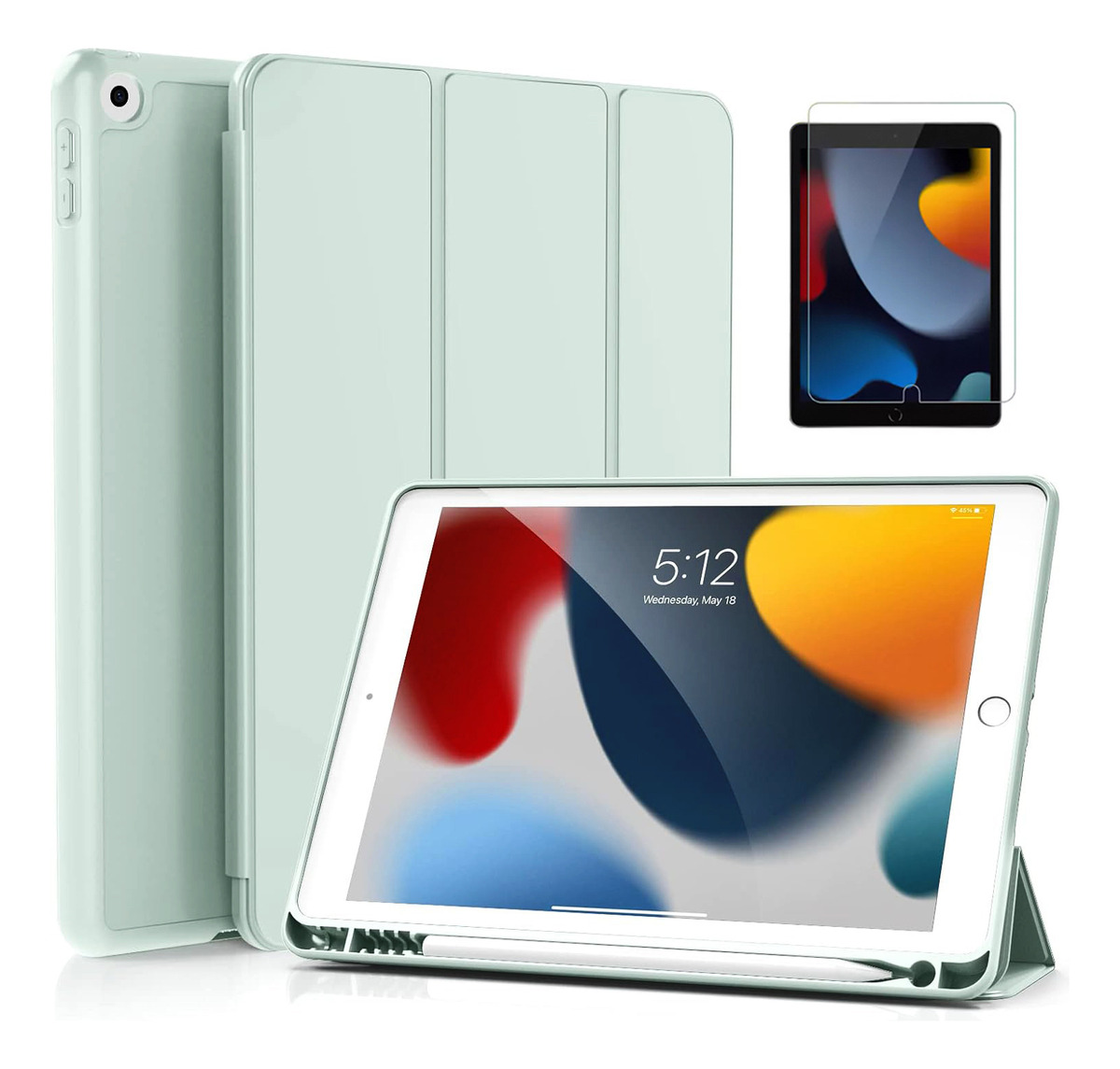 CASE + MICA PARA IPAD 10.2 7MA 8VA 9VA GEN FUNDA PROTECTOR - 1