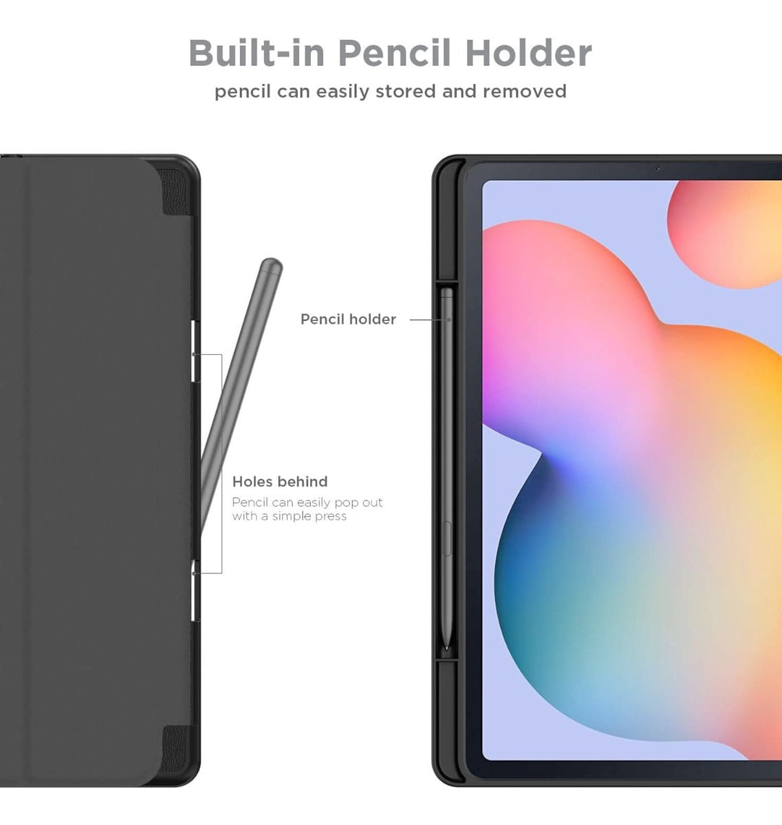 CASE PARA GALAXY TAB S6 LITE P620 P625 CON PORTALÁPIZ NEGRO - 3