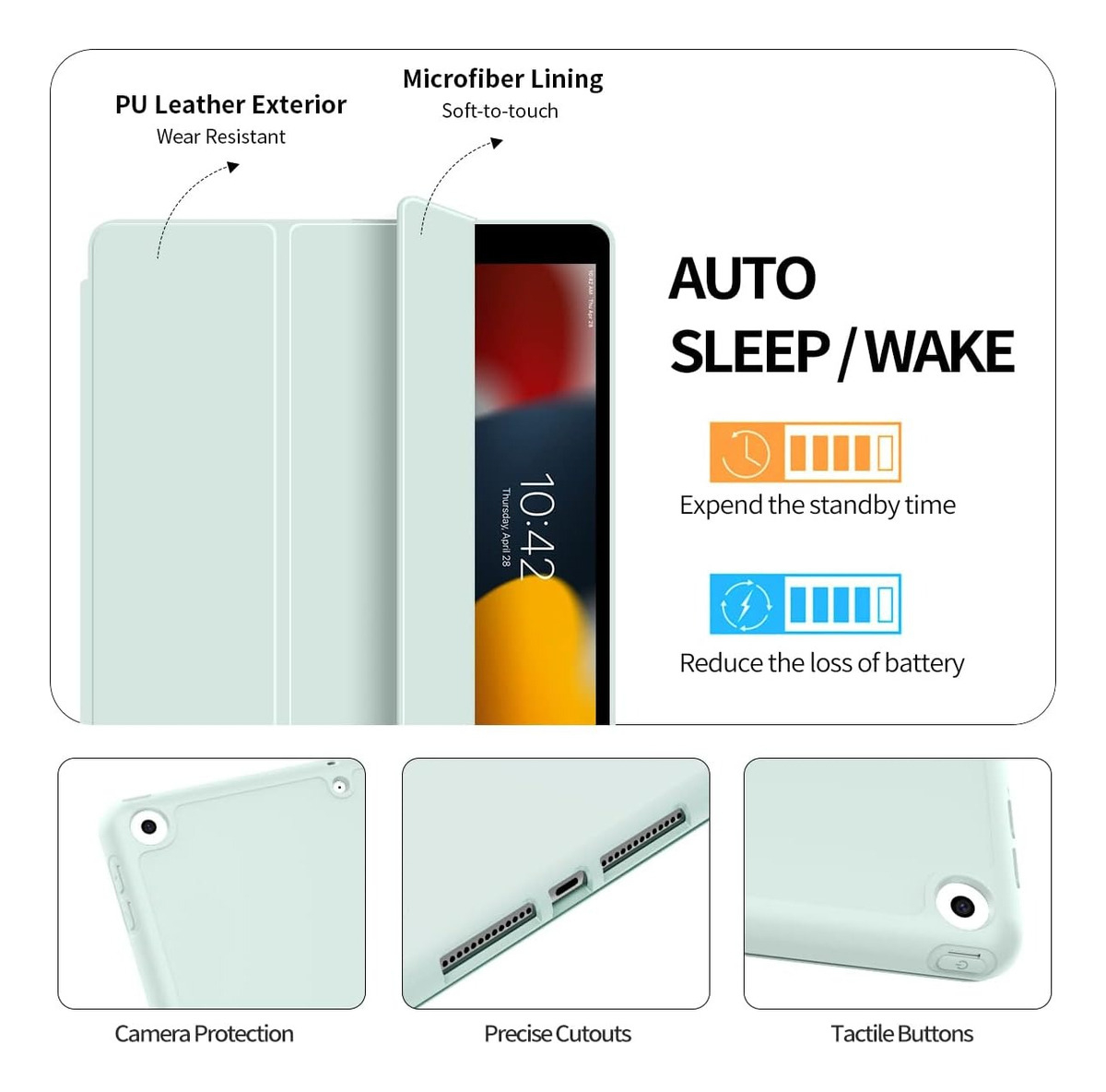 FUNDA SMART CASE PARA IPAD 9NA 10.2 7GEN 8GEN 9GEN MENTA - 2