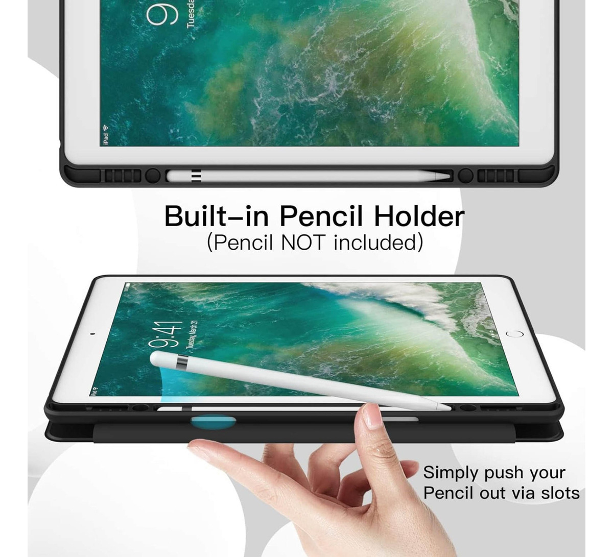SMART CASE PARA IPAD 9.7 5TA GEN A1822 A1823 FUNDA NEGRA - 3