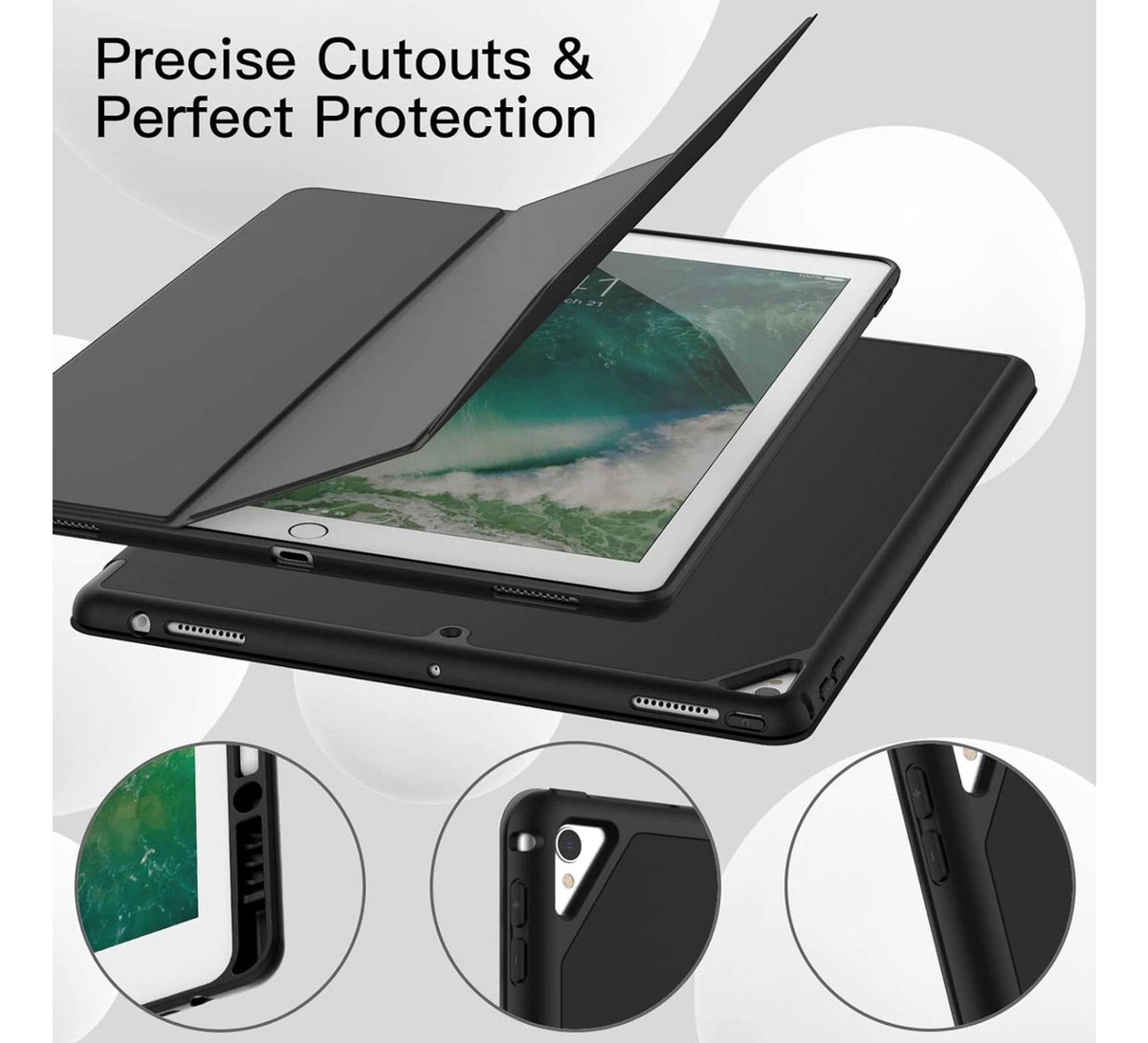 SMART CASE PARA IPAD 9.7 5TA GEN A1822 A1823 FUNDA NEGRA - 6