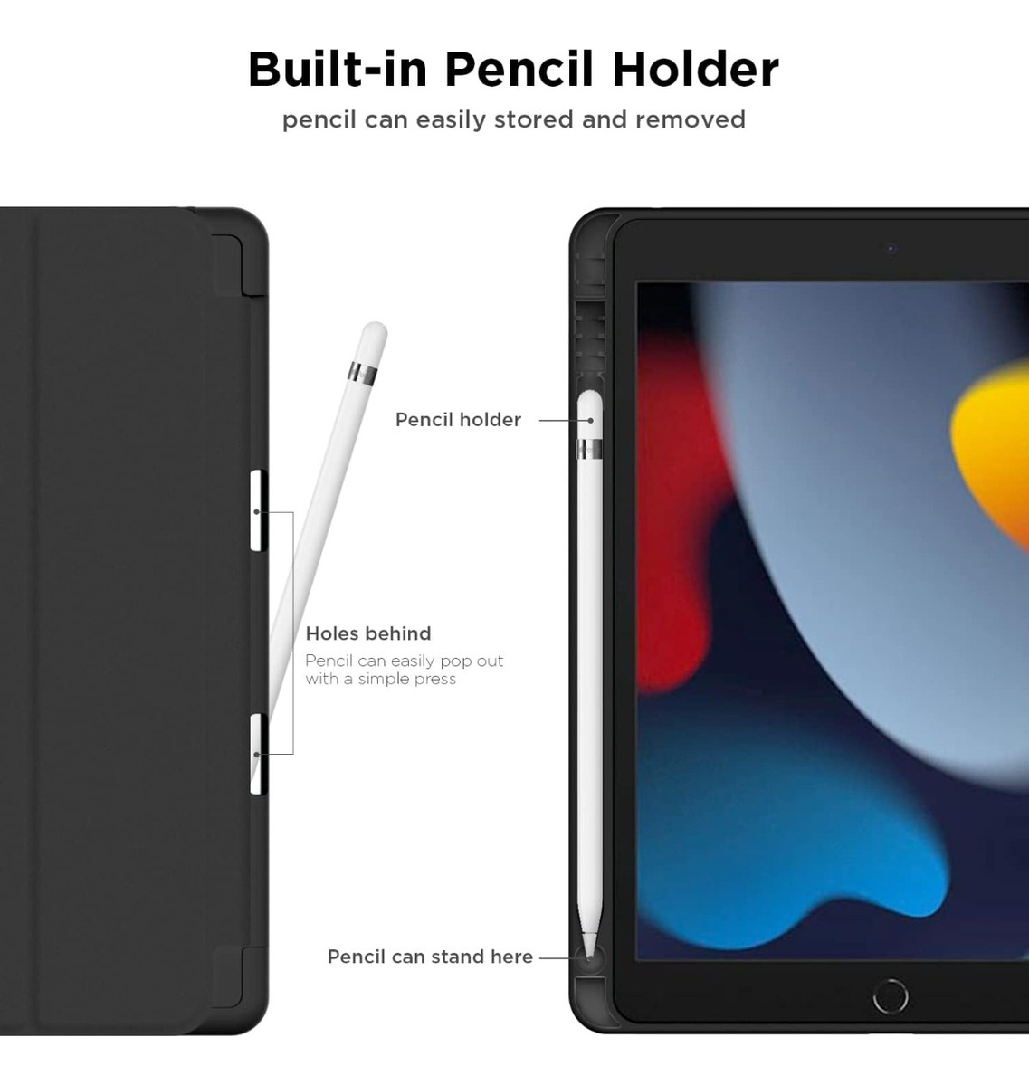 FUNDA SMART CASE PARA IPAD 10.2 9GEN A2602 A2603 A2604 NEGRO - 3