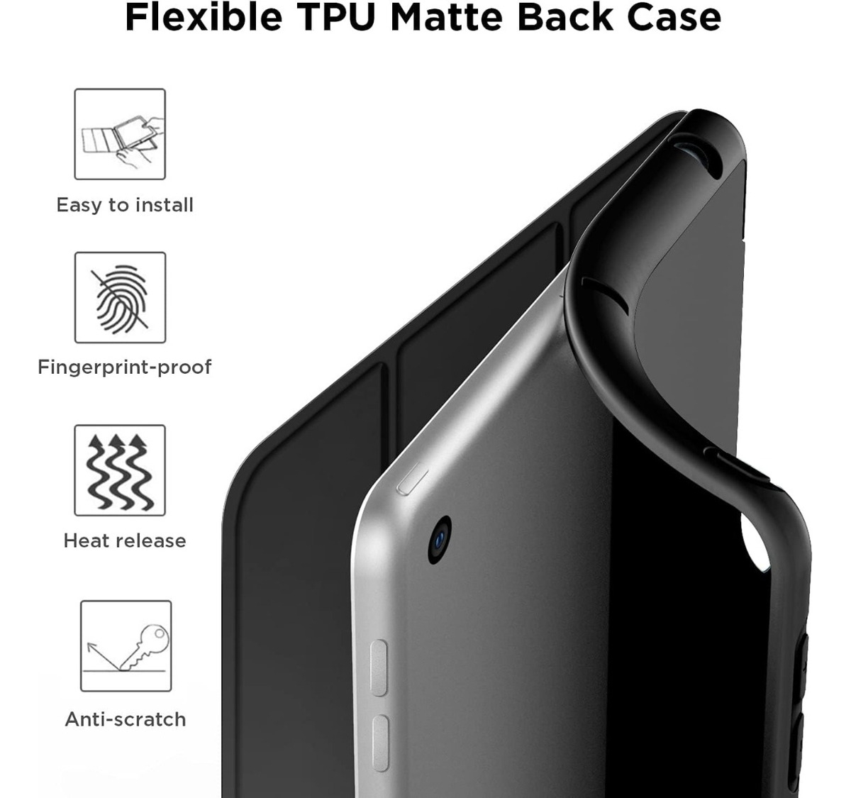 FUNDA SMART CASE PARA IPAD 10.2 9GEN A2602 A2603 A2604 NEGRO - 4