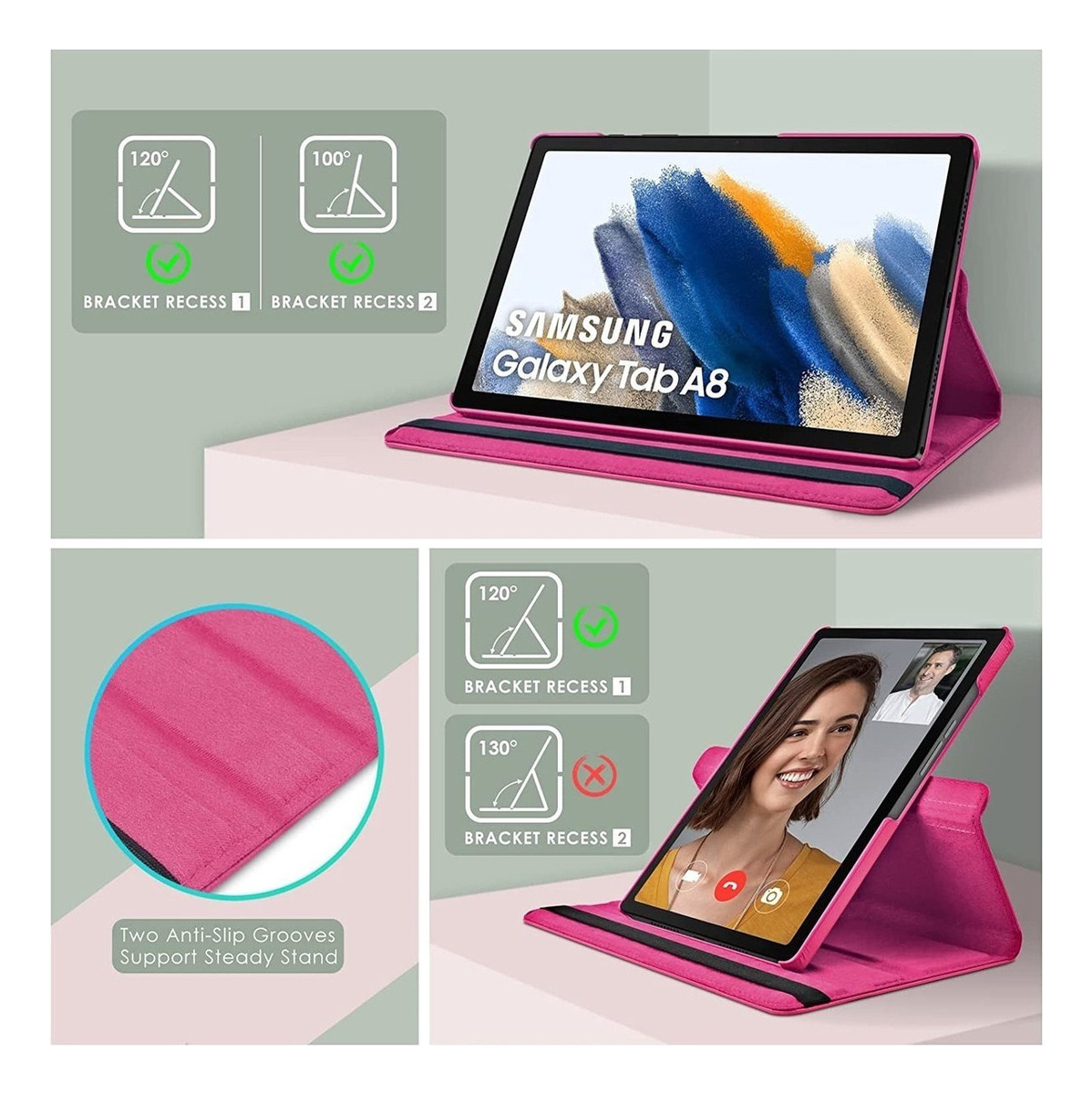 CASE FUNDA PARA GALAXY TAB A8 10.5 X200 X205 FUCSIA - 4