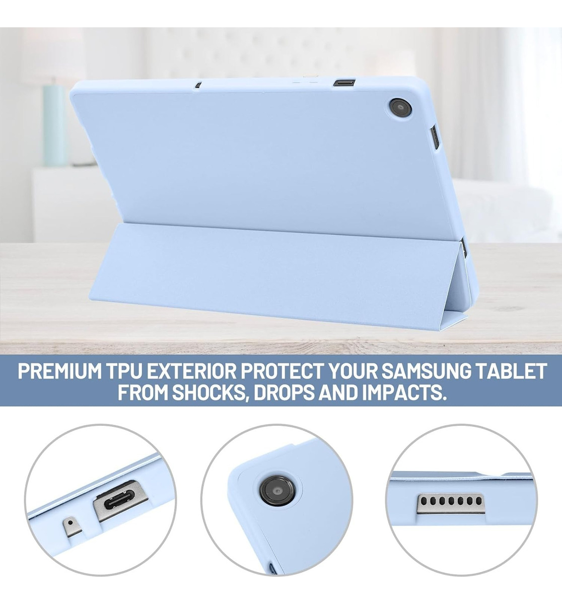 CASE FUNDA ESTUCHE PARA GALAXY TAB A9 PLUS X210 X216 CELESTE - 4