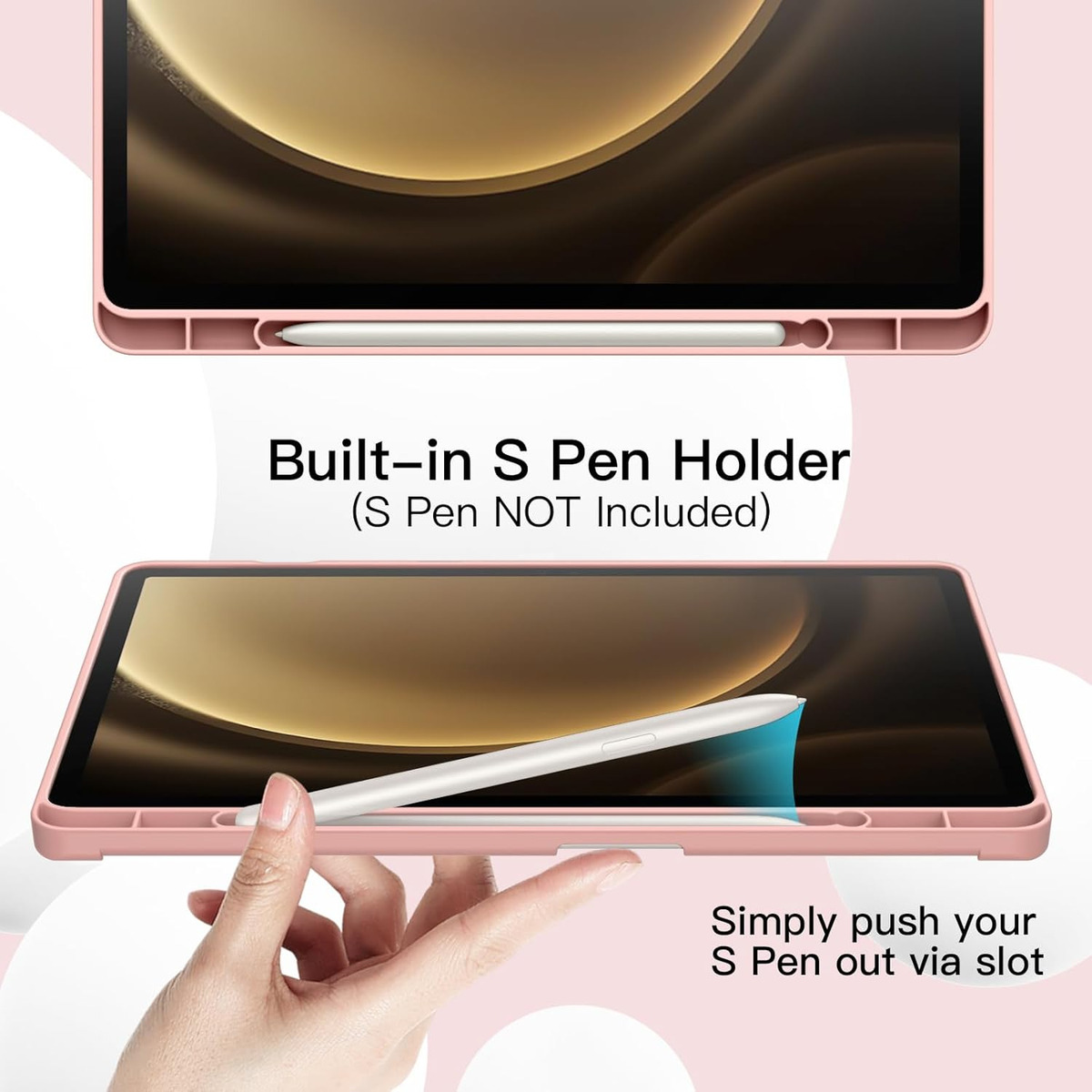 FUNDA CASE PARA GALAXY TAB S9 FE PLUS 12.4 X610 X616 ROSE - 5