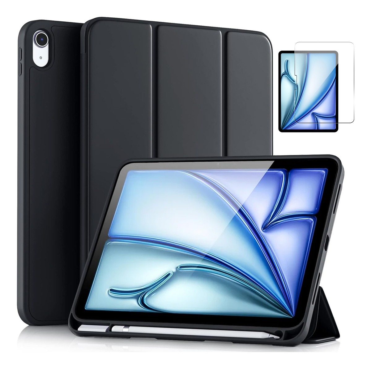 MICA + SMART CASE PARA IPAD AIR 11 M3 CHIP (2025) NEGRO - 1