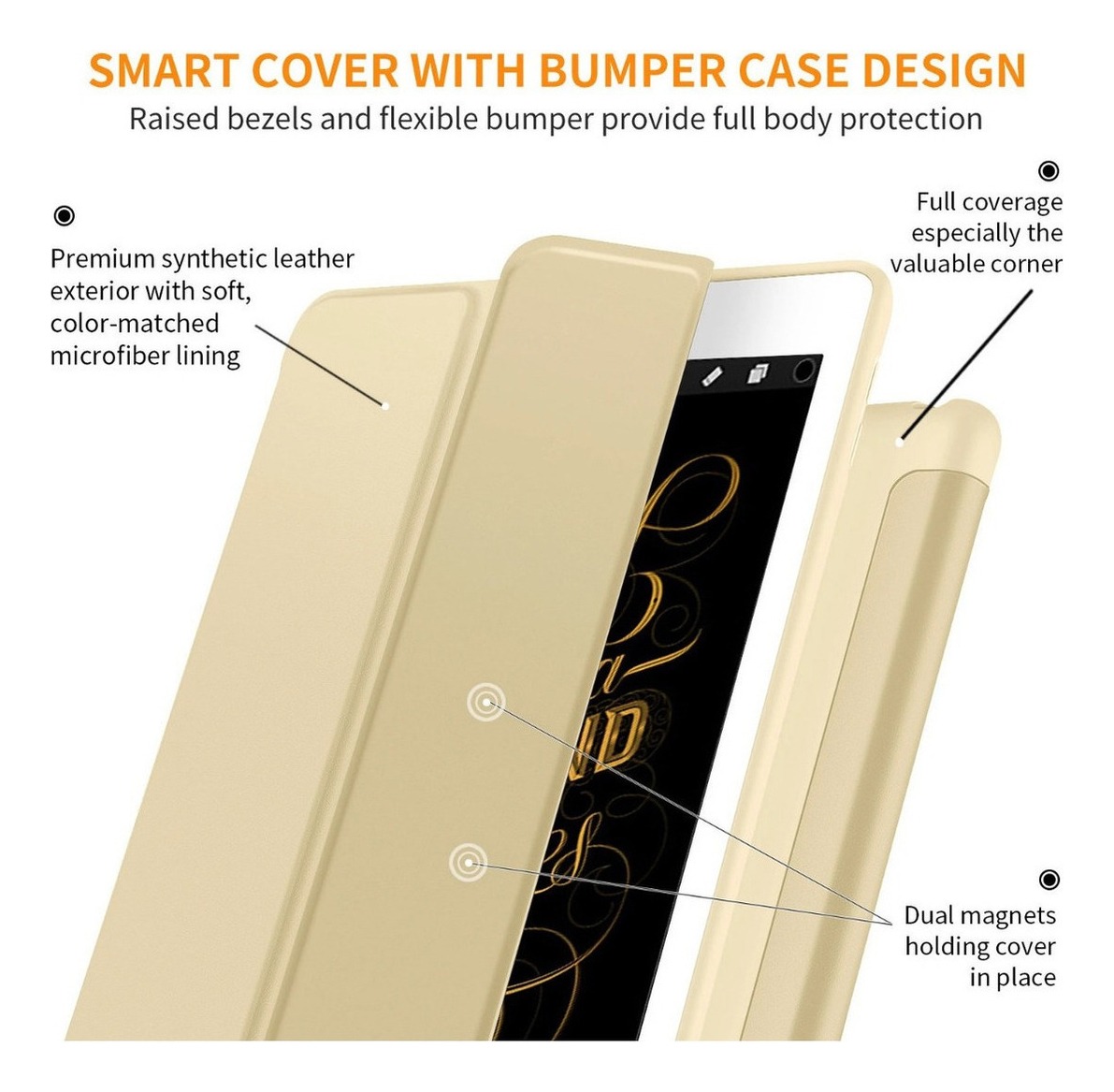 SMART CASE PARA IPAD 10.5 AIR 3 2019 ESTUCHE SILICONA GOLD - 2