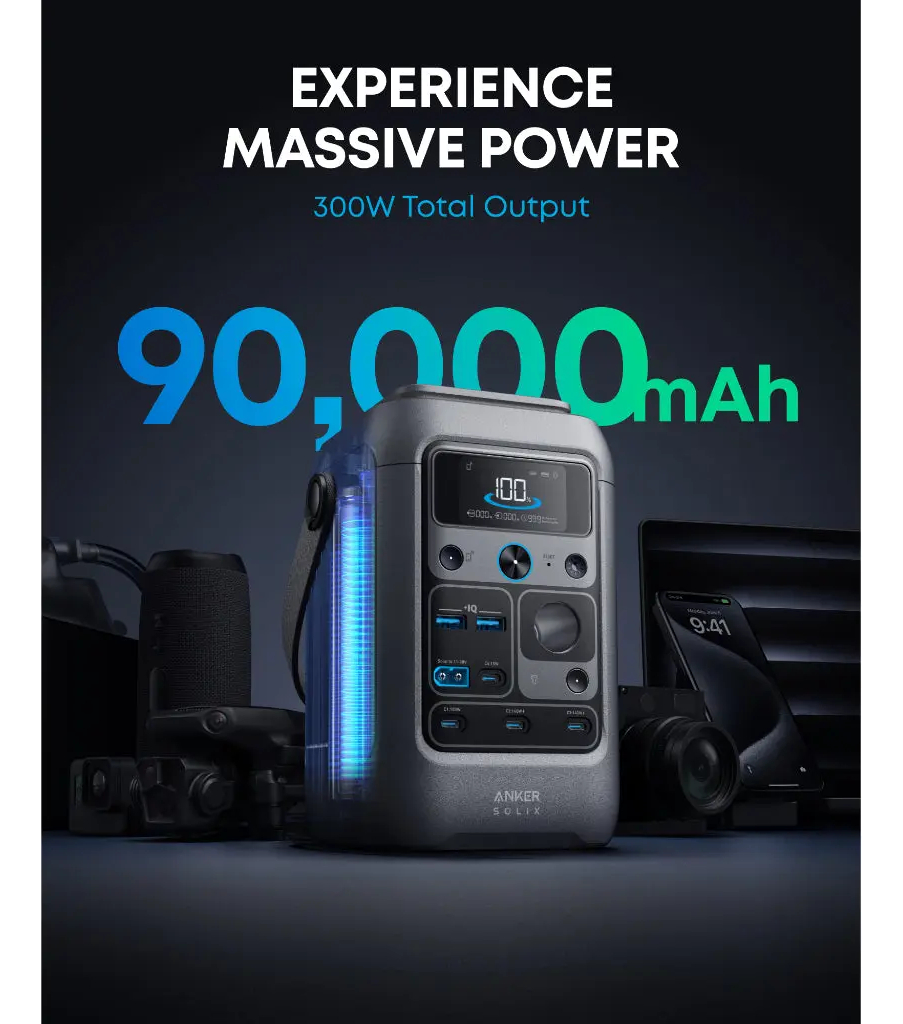BATERÍA EXTERNA ANKER SOLIX C300 POWER BANK 300W 90,000 MAH - 5