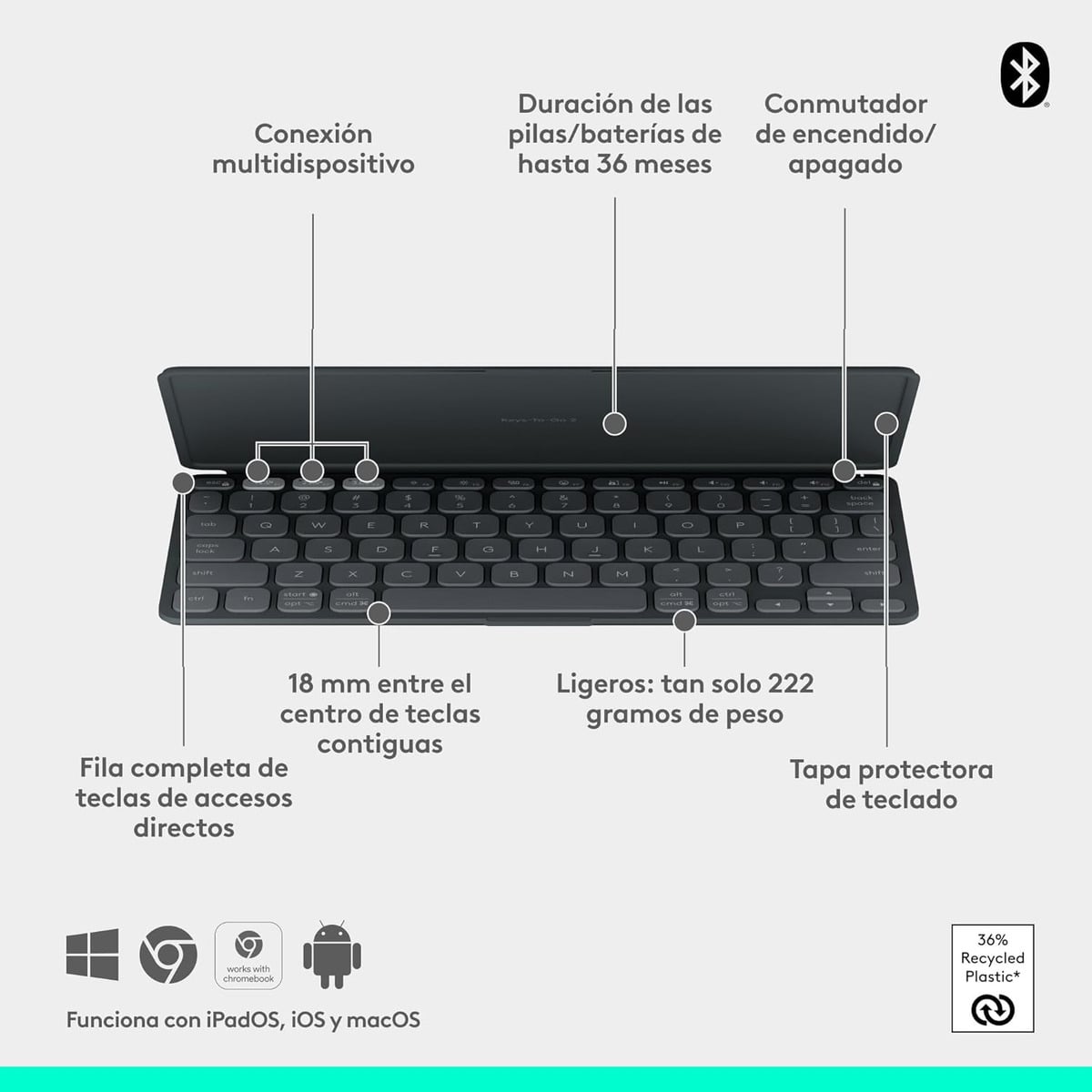 TECLADO LOGITECH KEYS TO GO 2 PARA IPAD PRO 11 M5 (2025) - 4