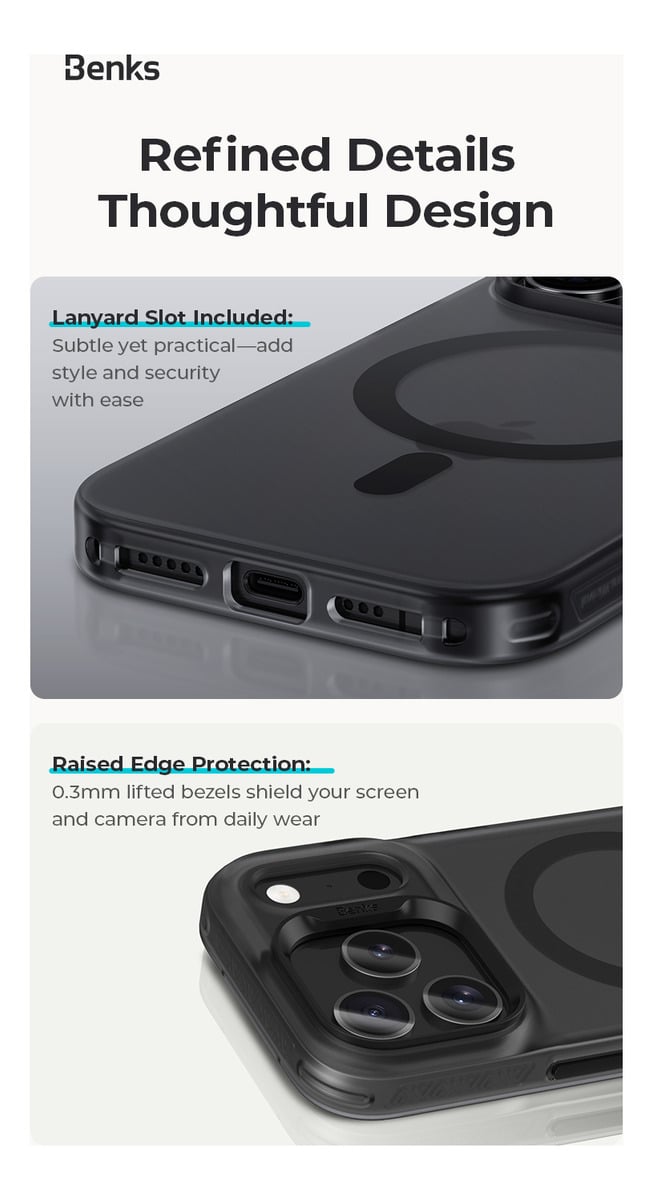 CASE BENKS LUCID ARMOR (MAG) PARA IPHONE 17 NORMAL 6.3 SMOKE - 3
