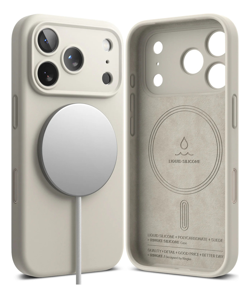 CASE RINGKE SILICONE (MAG) PARA IPHONE 17 PRO 6.3 STONE - 1