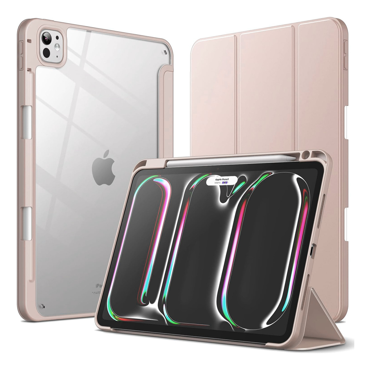 CASE PARA IPAD PRO 11 M4 (2024) A2836 A2837 CLEAR / ROSE - 1
