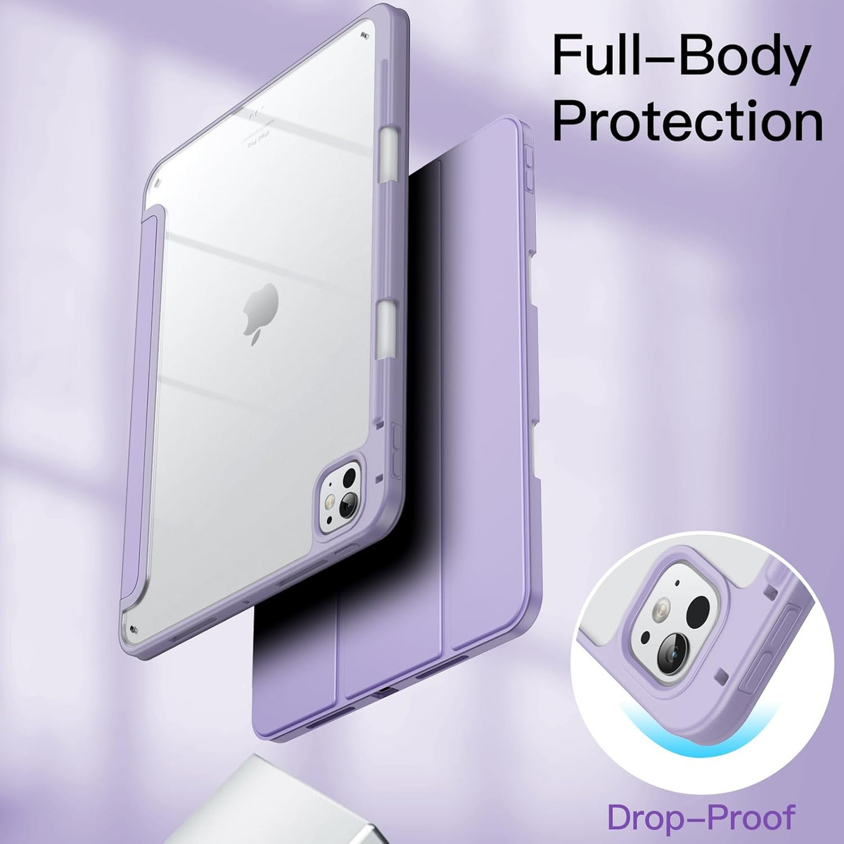 CASE PARA IPAD PRO 11 M5 (2025) A3357 A3358 CLEAR / LILA - 3