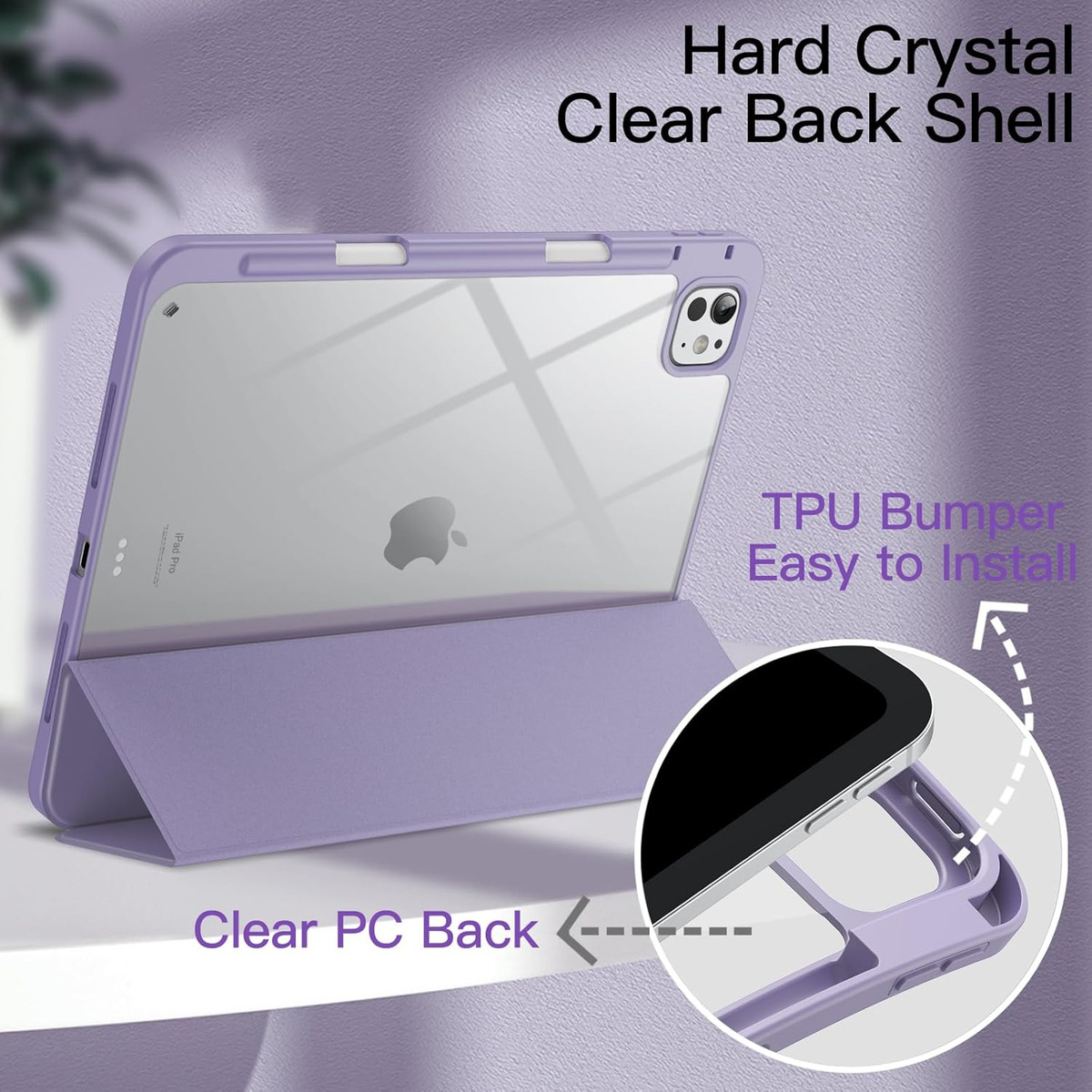 CASE PARA IPAD PRO 11 M5 (2025) A3357 A3358 CLEAR / LILA - 6