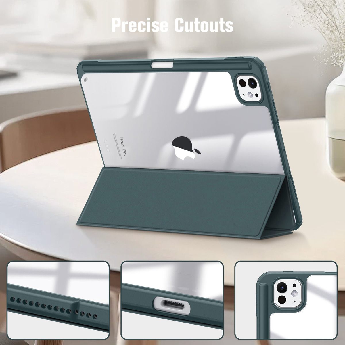 CASE PARA IPAD PRO 11 M4 (2024) A2836 A2837 CLEAR / VERDE - 3
