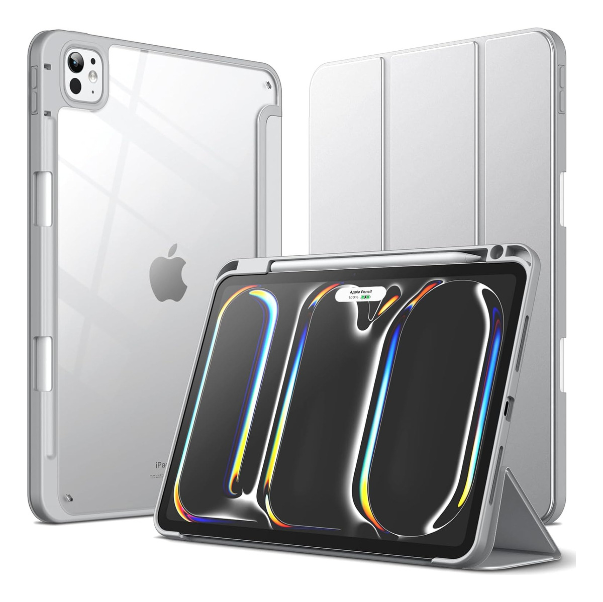 CASE PARA IPAD PRO 11 M4 (2024) A2836 A2837 CLEAR / GRIS - 1