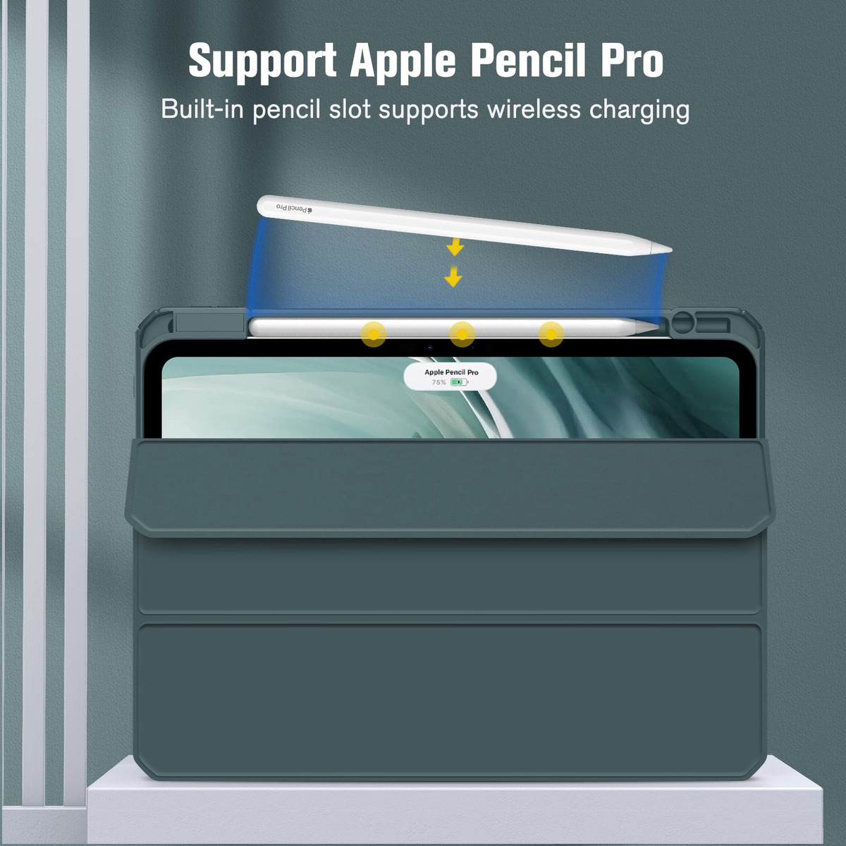 CASE PARA IPAD PRO 11 M5 (2025) A3357 A3358 CLEAR / VERDE - 4