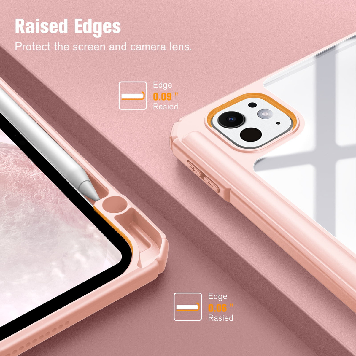 CASE PARA IPAD PRO 11 M5 (2025) A3357 A3358 CLEAR / ROSE - 4
