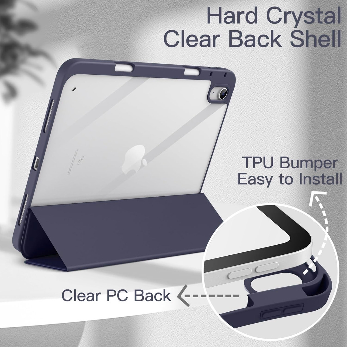 CASE PARA IPAD 10MA GEN (2022) A2696 A2757 CLEAR / LAVANDA - 5