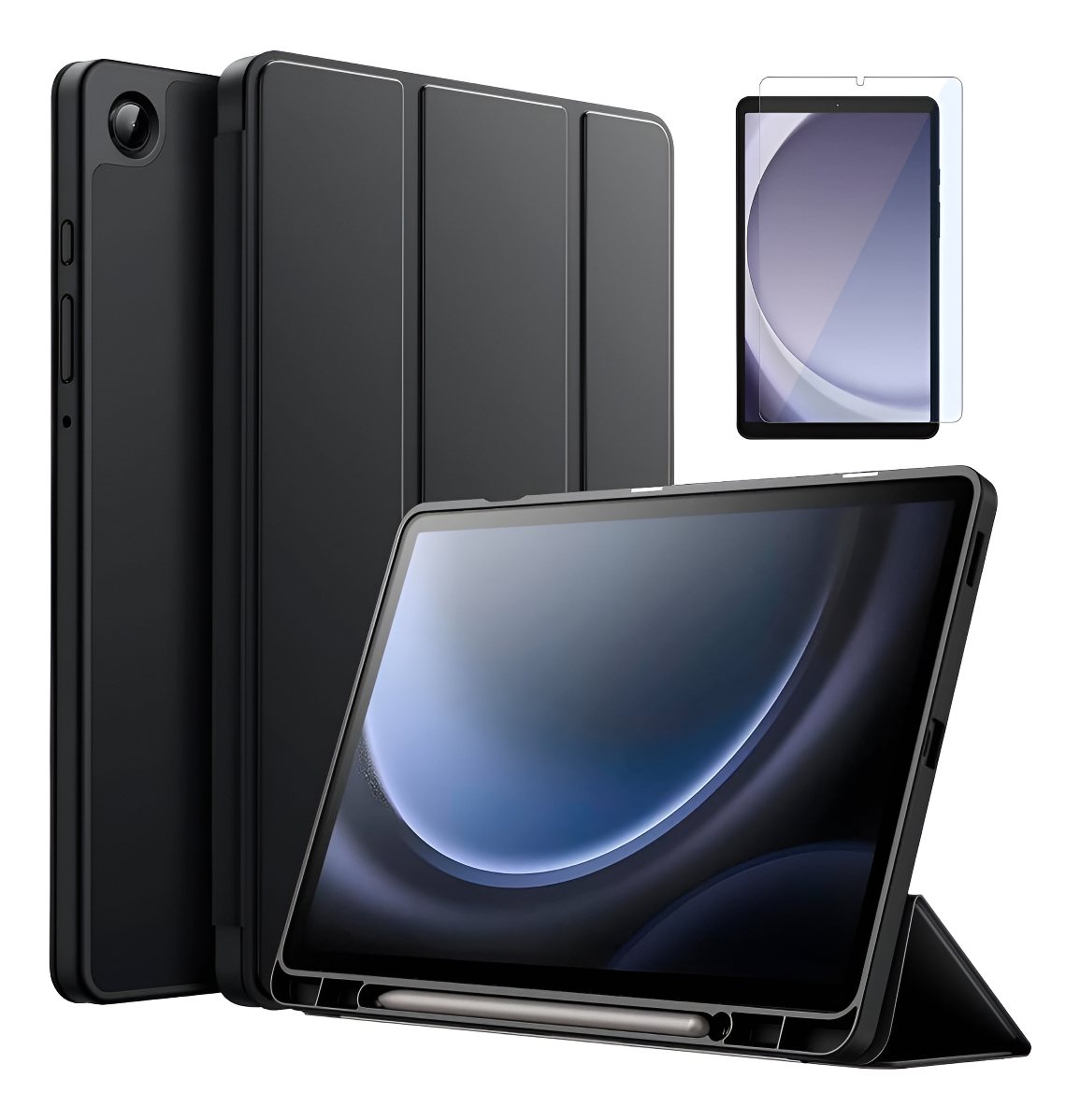 CASE + MICA PARA GALAXY TAB A11 8.7 X130 X133 ESTUCHE NEGRO - 1