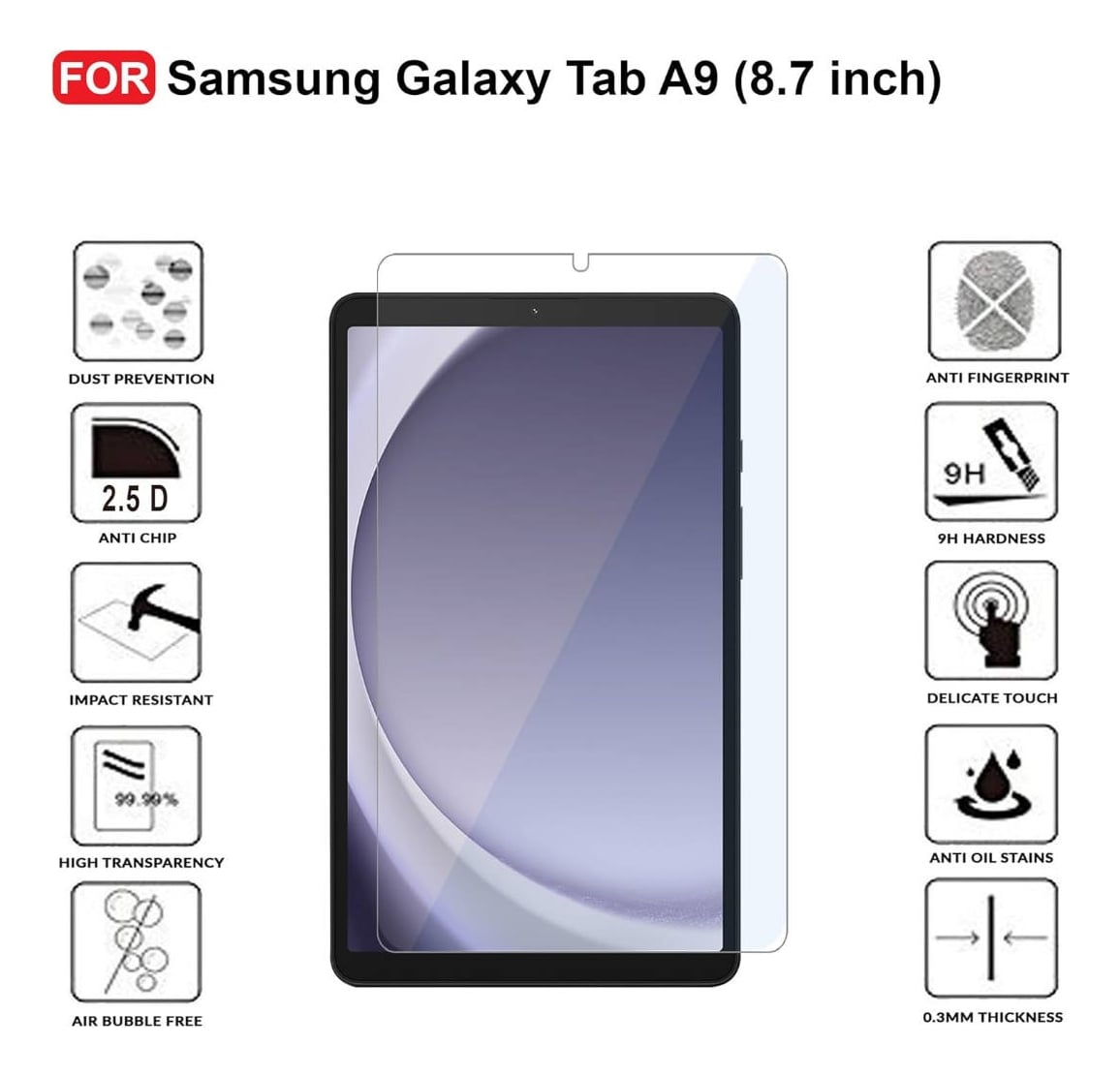 CASE + MICA PARA GALAXY TAB A11 8.7 X130 X133 ESTUCHE NEGRO - 4