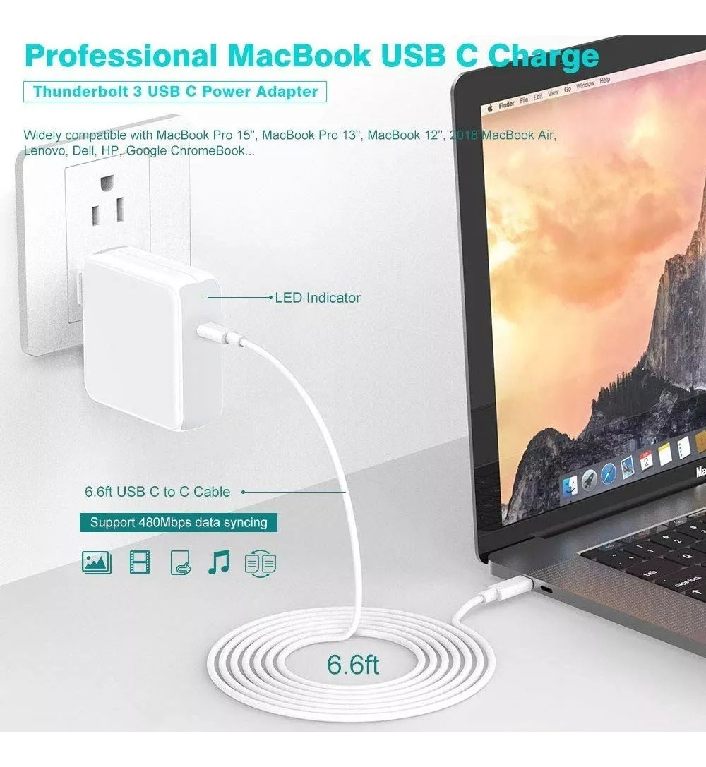 CARGADOR SZPOWER USB-C 87W PARA IPAD PRO 11 M5 A3357 A33583 - 3