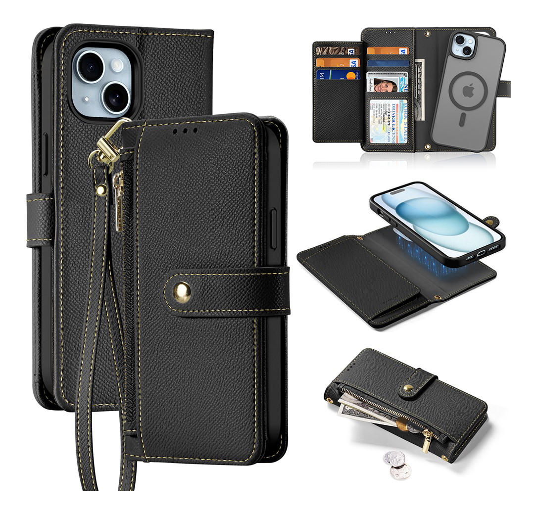 CASE + FLIP COVER (MAG) LEATHER PARA IPHONE 14 NORMAL 6.1 - 1
