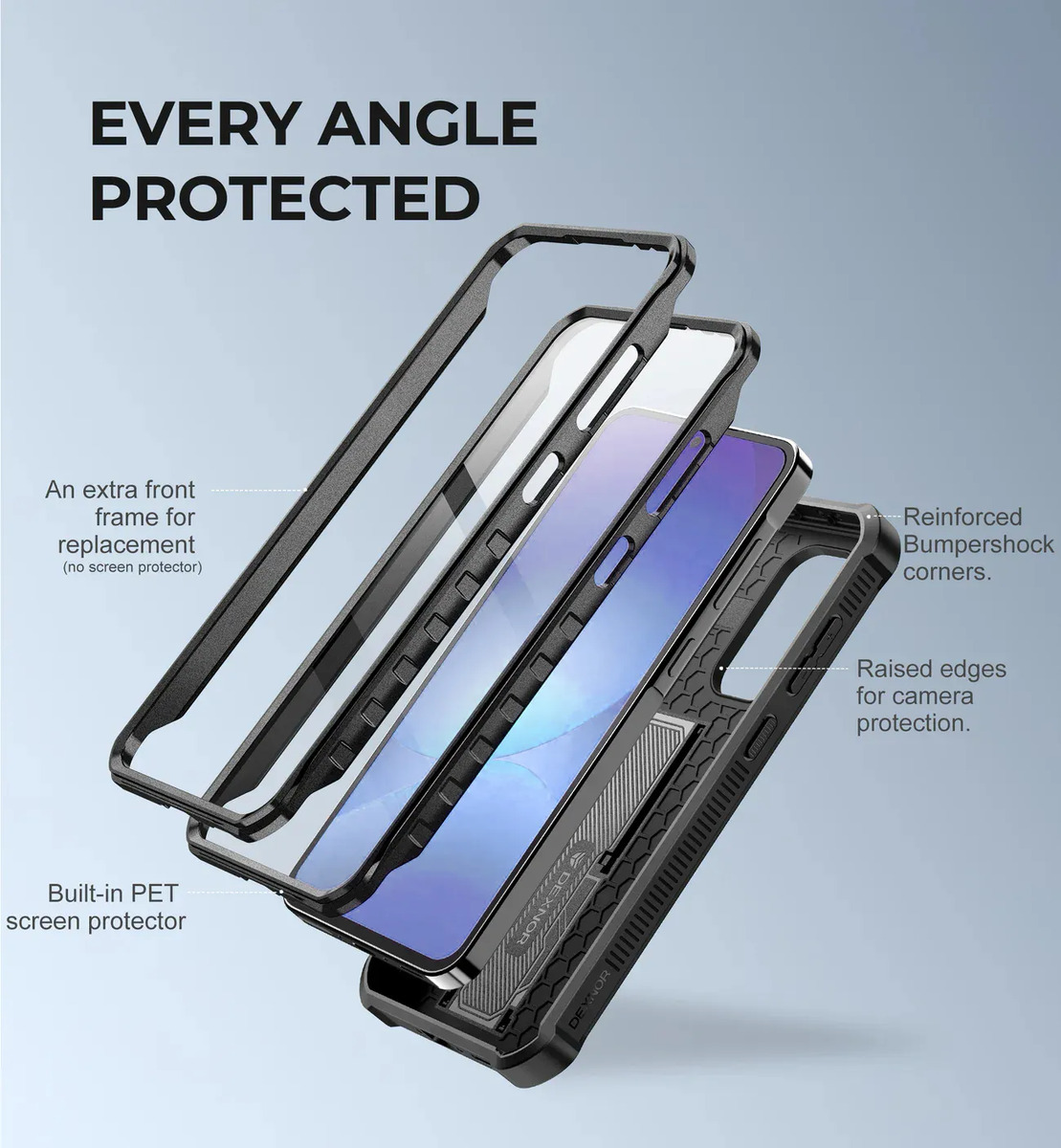 CASE DEXNOR PARA GALAXY A57 5G 2026 PROTECTOR 360° NEGRO - 4
