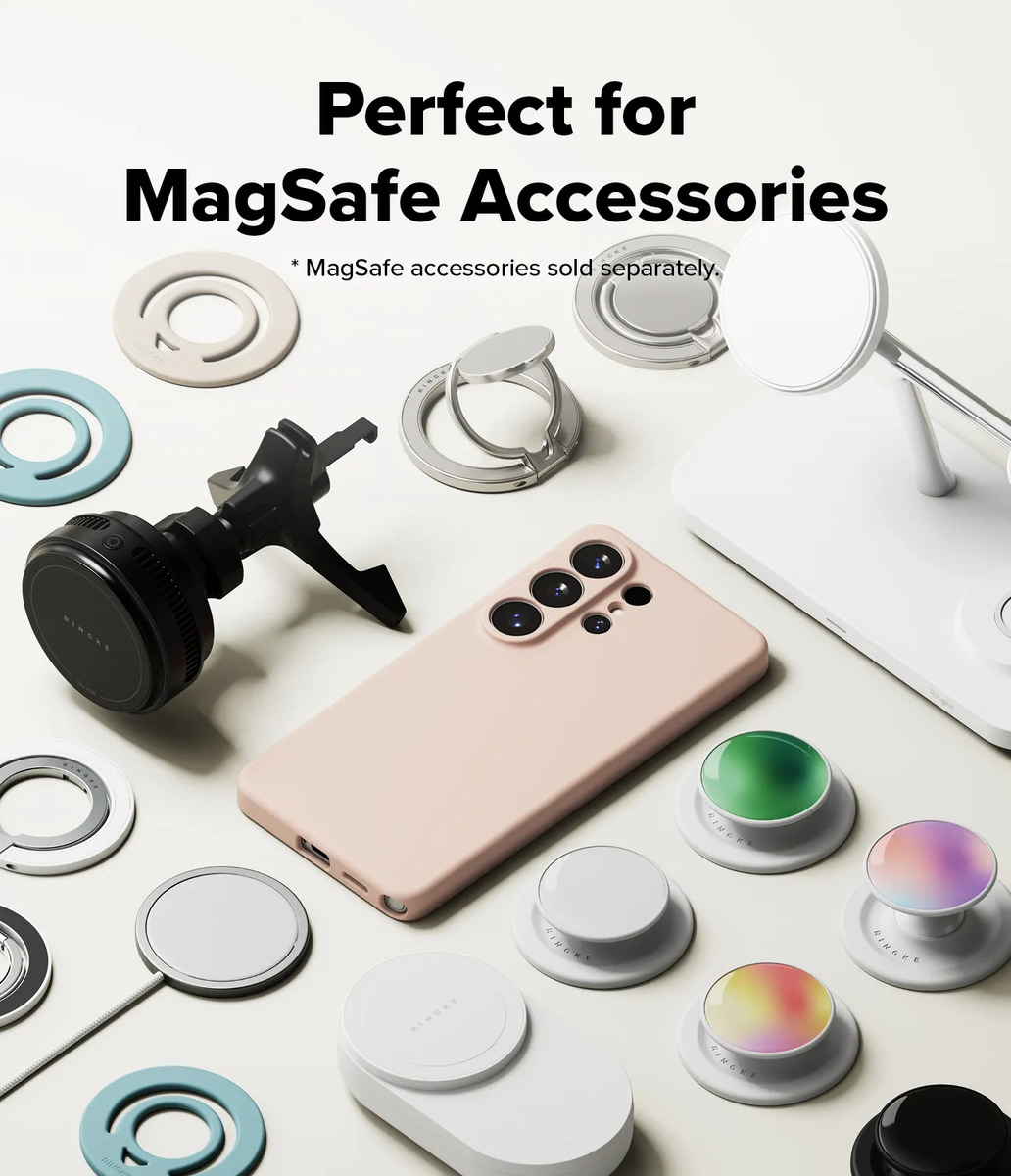 CASE RINGKE SILICONE (MAG) PARA GALAXY S26 ULTRA PINK SAND - 3