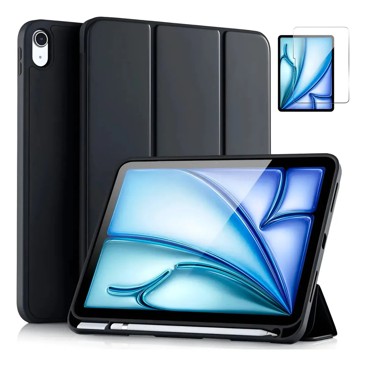 MICA + SMART CASE PARA IPAD AIR 11 M4 CHIP (2026) A3459 A3460 A3463 NEGRO - 1