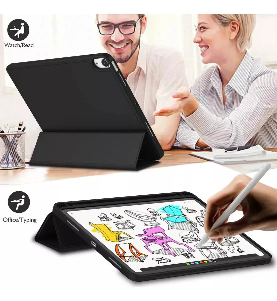 MICA + SMART CASE PARA IPAD AIR 11 M4 CHIP (2026) A3459 A3460 A3463 NEGRO - 5