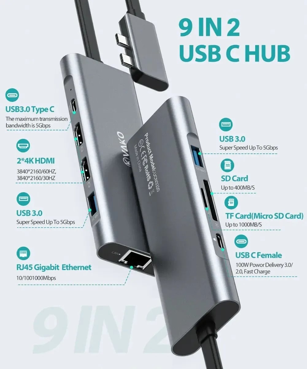 ADAPTADOR HUB VAKO HDMI RED PARA MACBOOK NEO 13 (2026) A3404 - 3