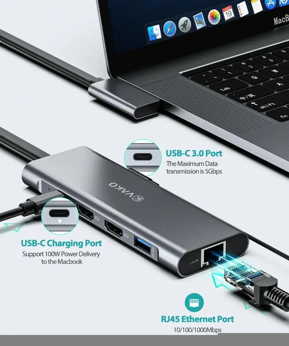 ADAPTADOR HUB VAKO HDMI RED PARA MACBOOK NEO 13 (2026) A3404 - 4