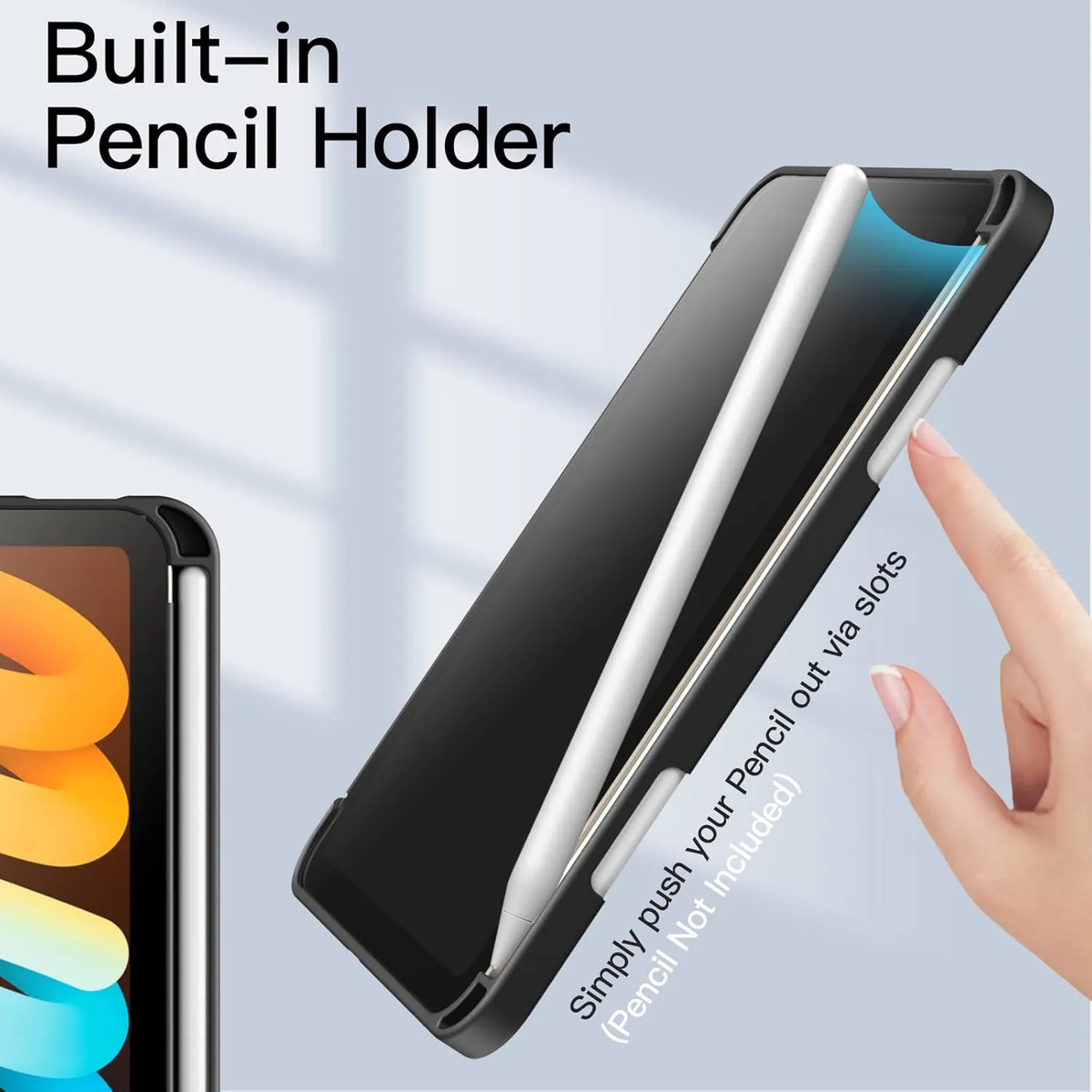 SMART CLEAR CASE PARA IPAD MINI 7 GEN A2993 A2995 BLACK - 2