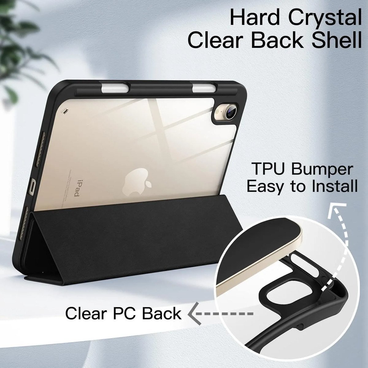 SMART CLEAR CASE PARA IPAD MINI 7 GEN A2993 A2995 BLACK - 3