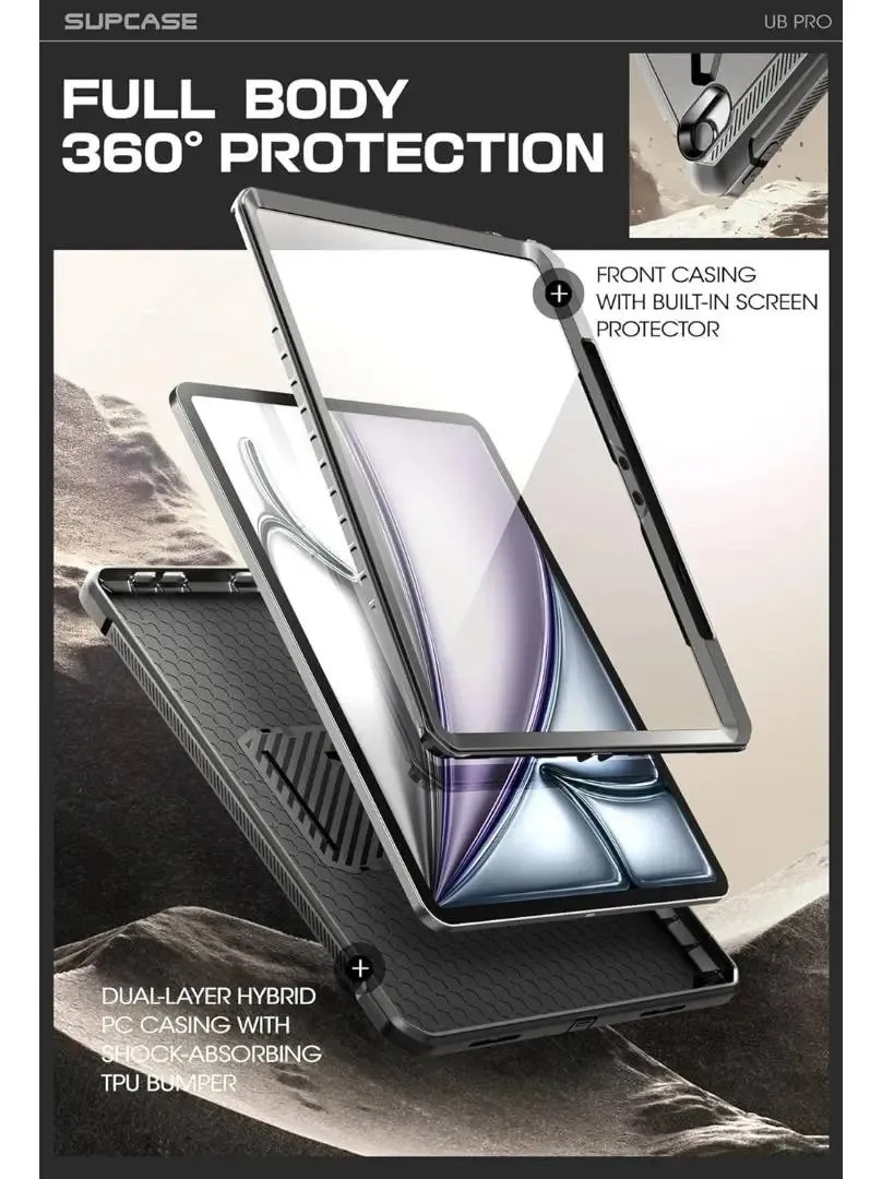 CASE SUPCASE 360° PARA IPAD AIR 13 M4 CHIP (2026) A3461 A3462 A3464 NEGRO - 6